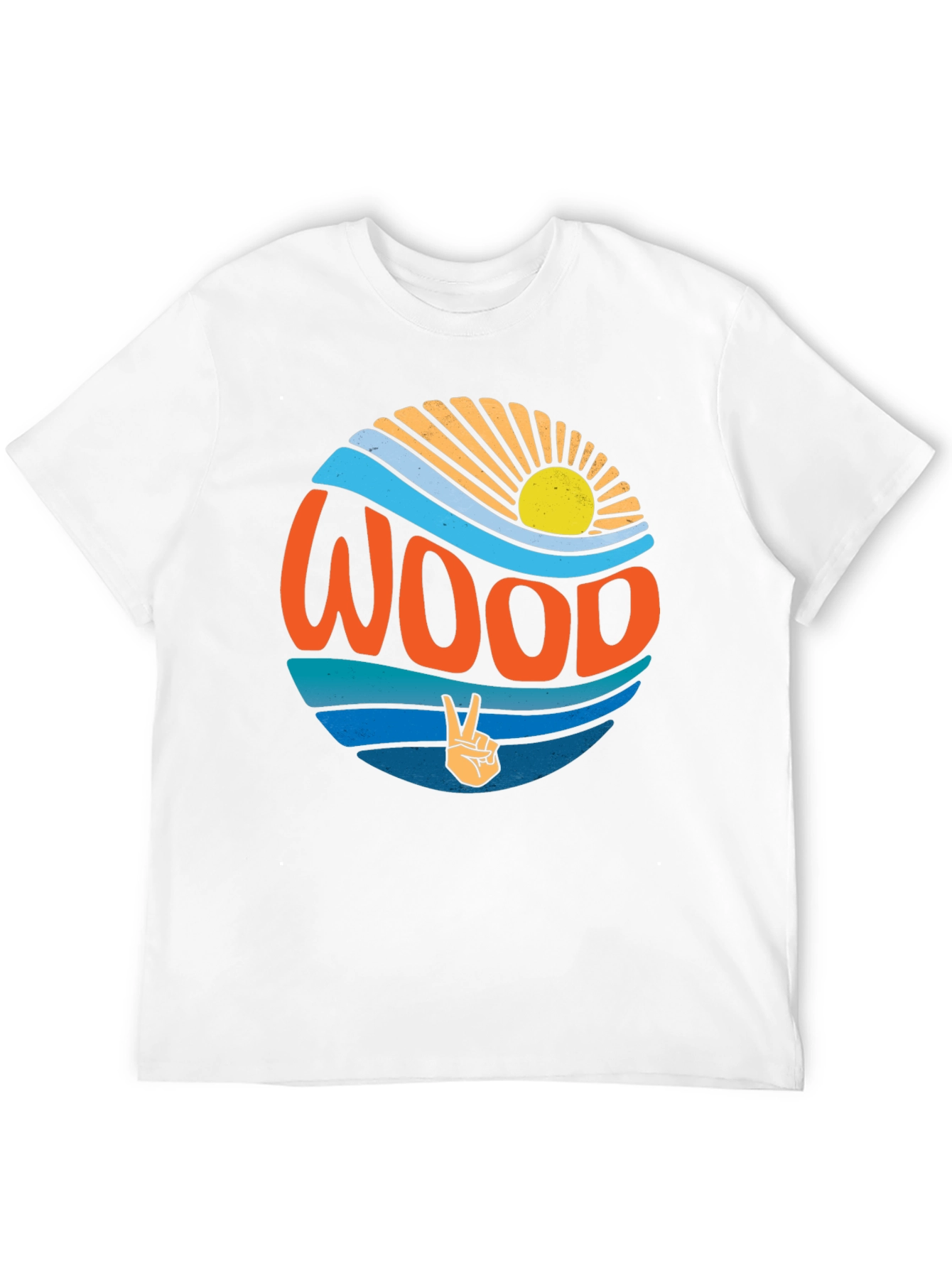 Retro WOOD Graphic T-Shirt - Peace & Waves