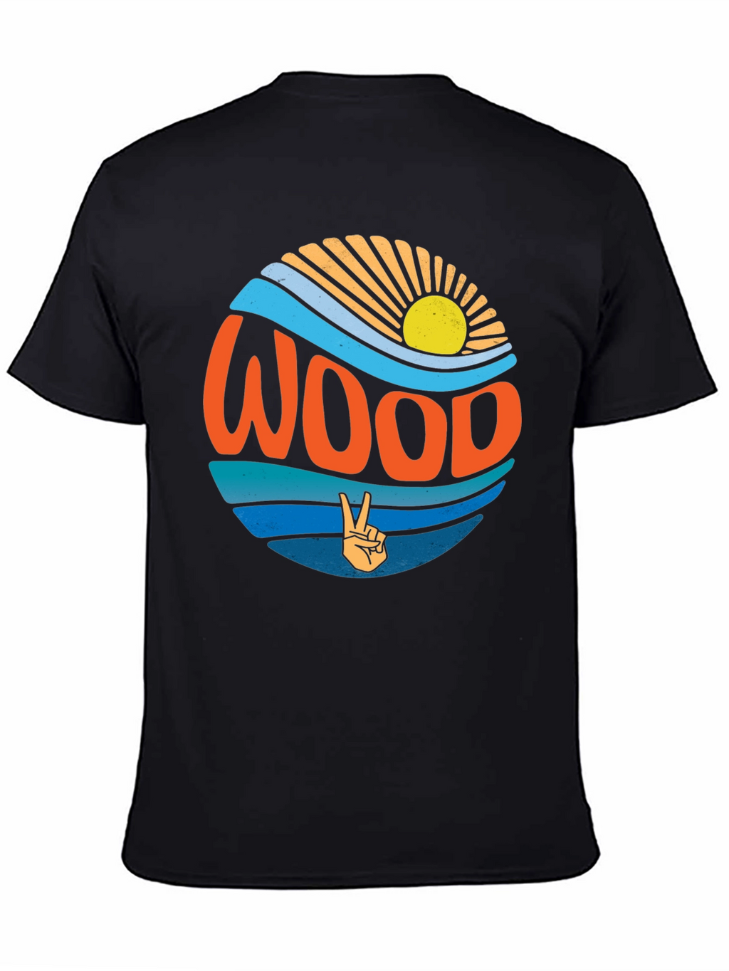 Retro WOOD Graphic T-Shirt - Peace & Waves