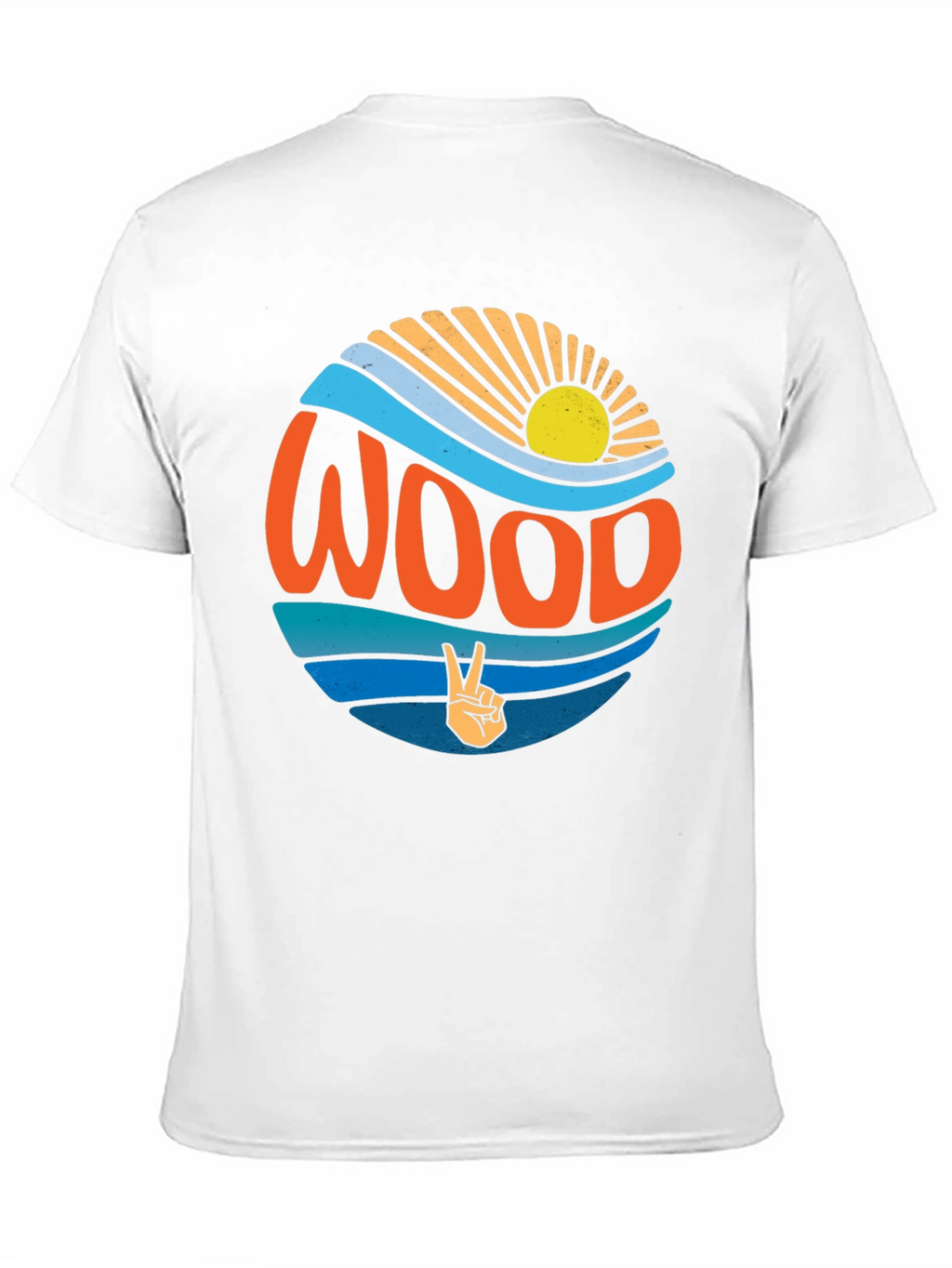 Retro WOOD Graphic T-Shirt - Peace & Waves