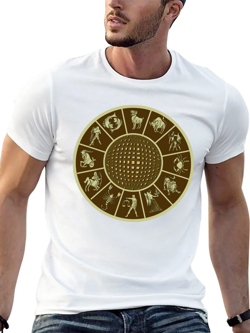 Zodiac Wheel Graphic Print Black T-Shirt