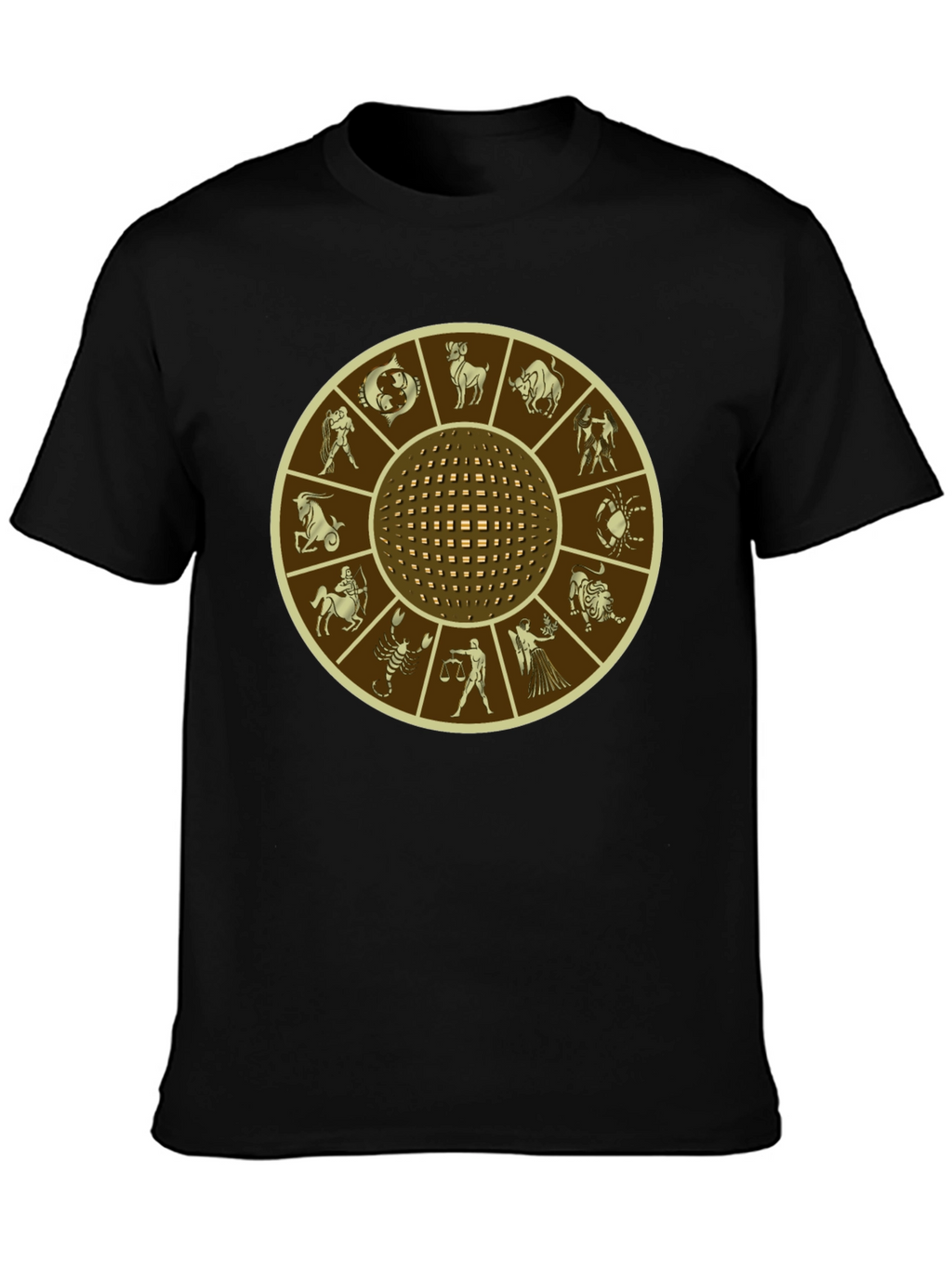 Zodiac Wheel Graphic Print Black T-Shirt