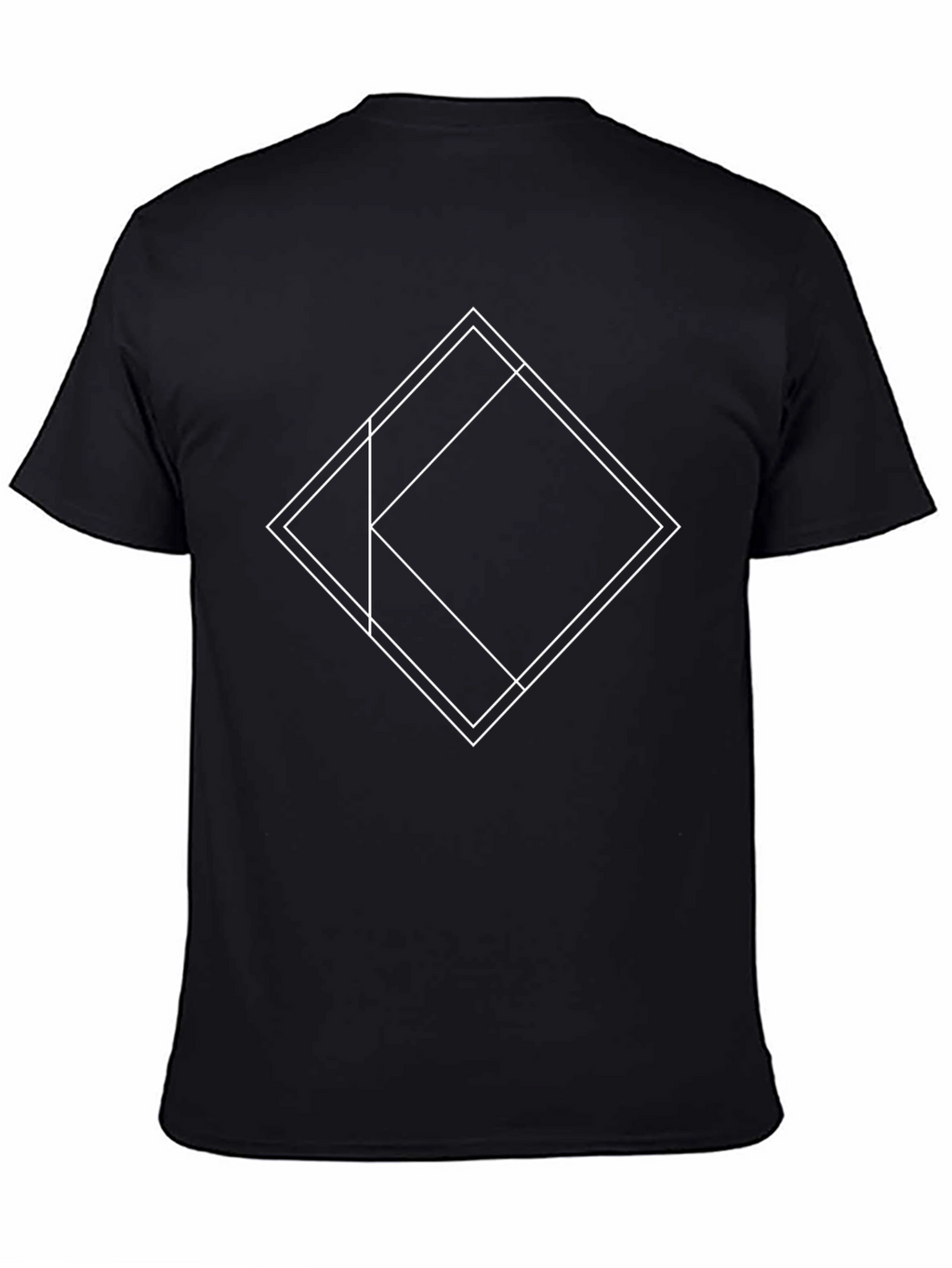 Geometric Square Design Black T-Shirt
