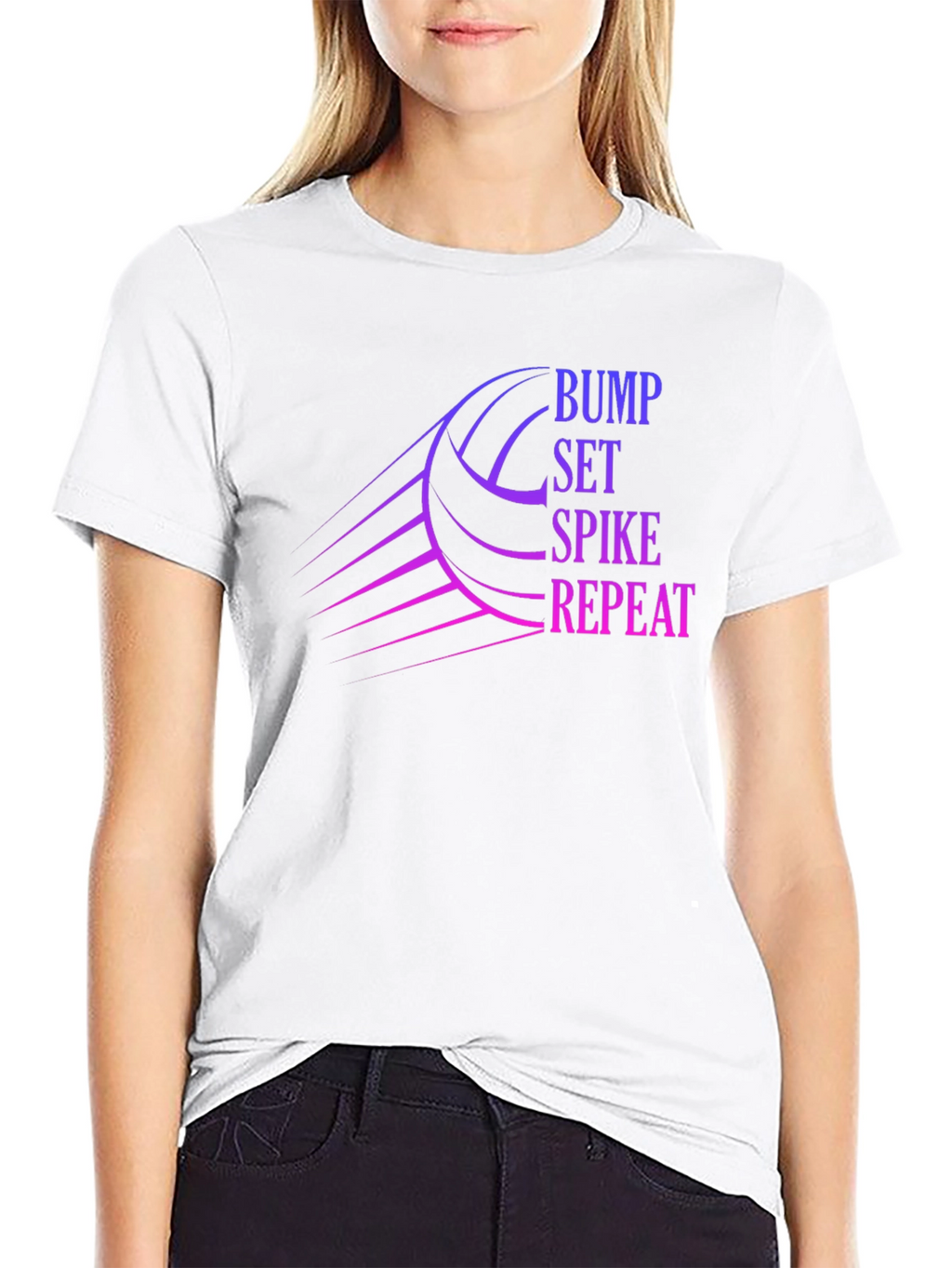 Volleyball Bump Set Spike Repeat Graphic T-Shirt