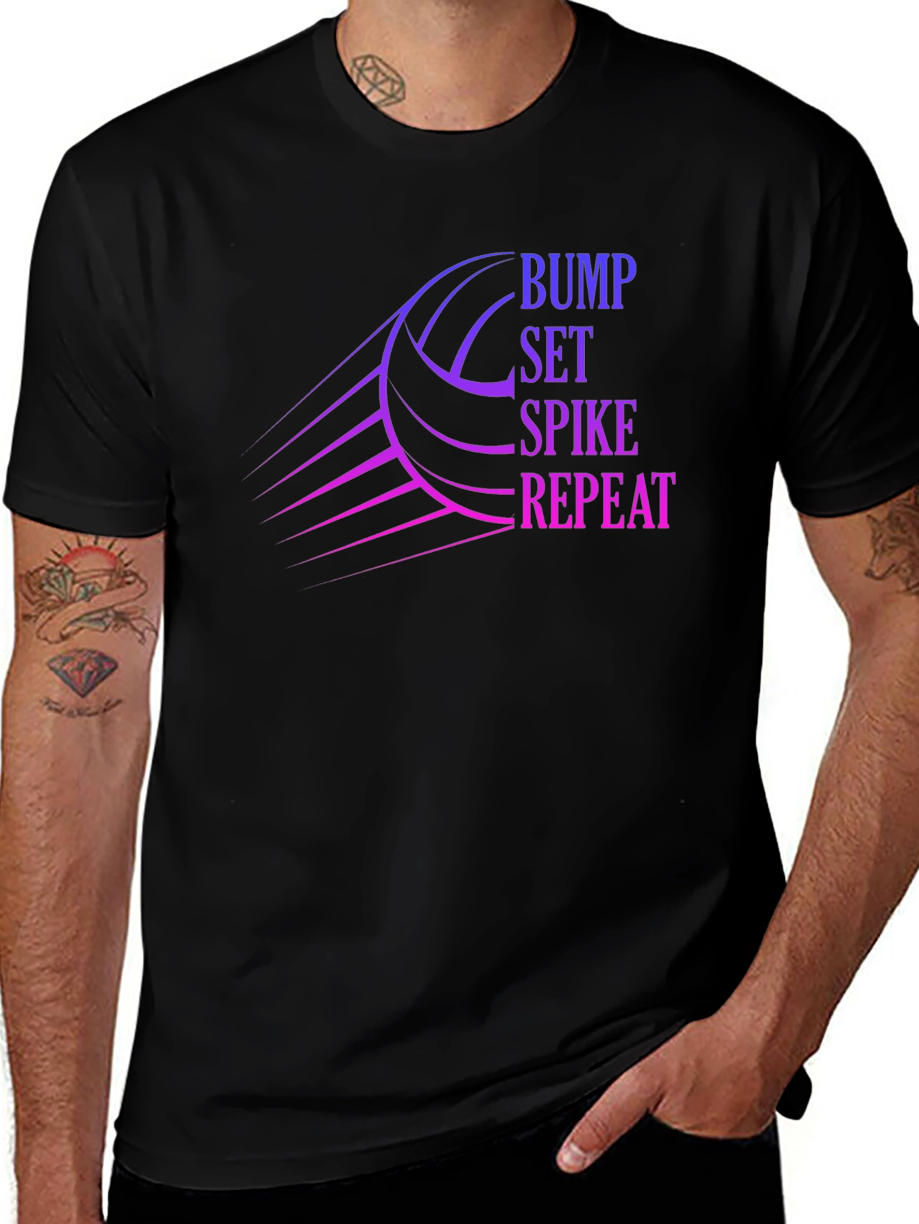 Volleyball Bump Set Spike Repeat Graphic T-Shirt