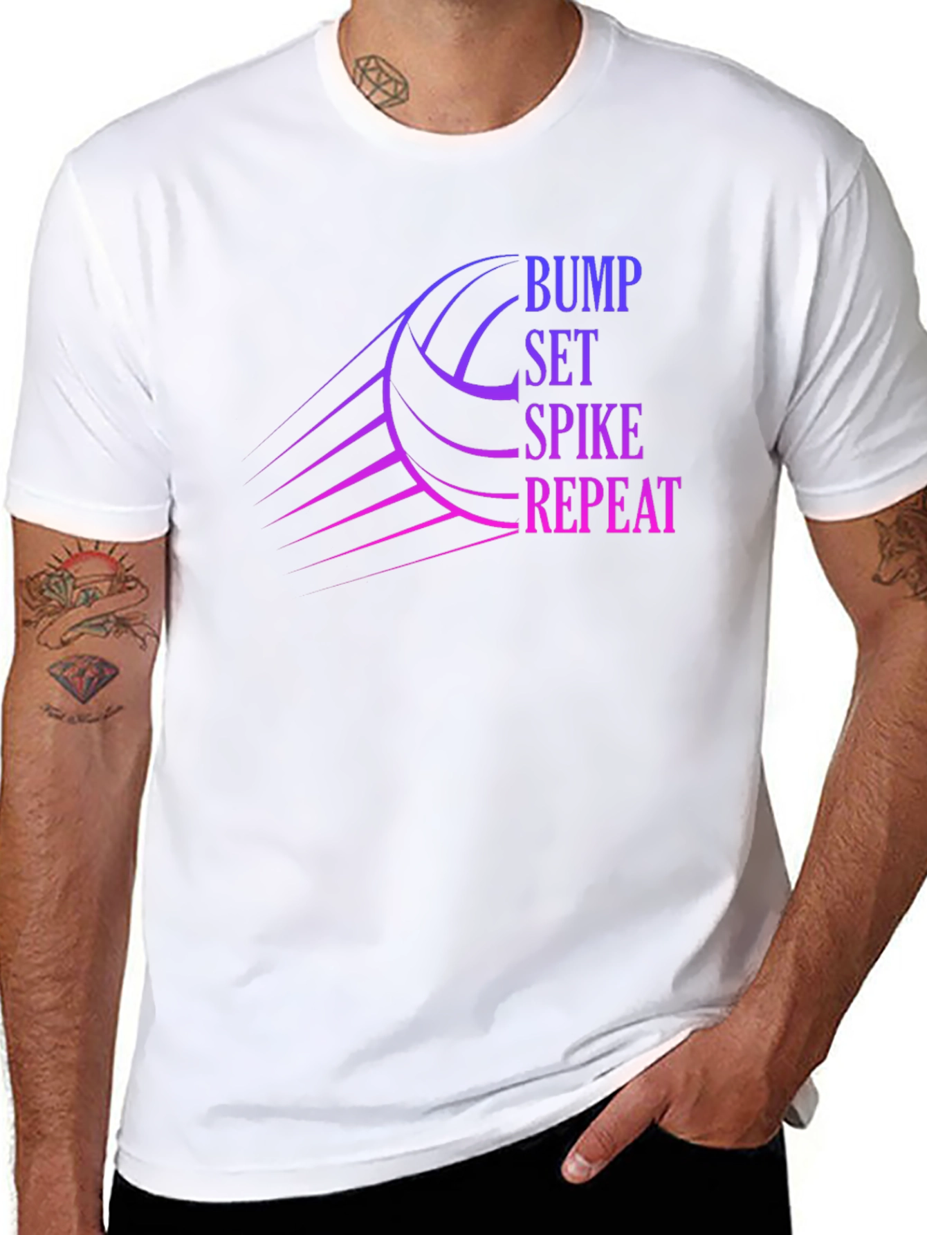 Volleyball Bump Set Spike Repeat Graphic T-Shirt
