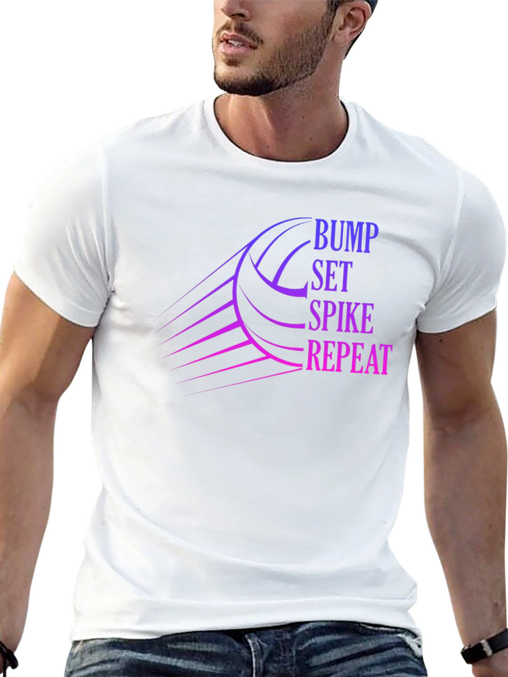 Volleyball Bump Set Spike Repeat Graphic T-Shirt