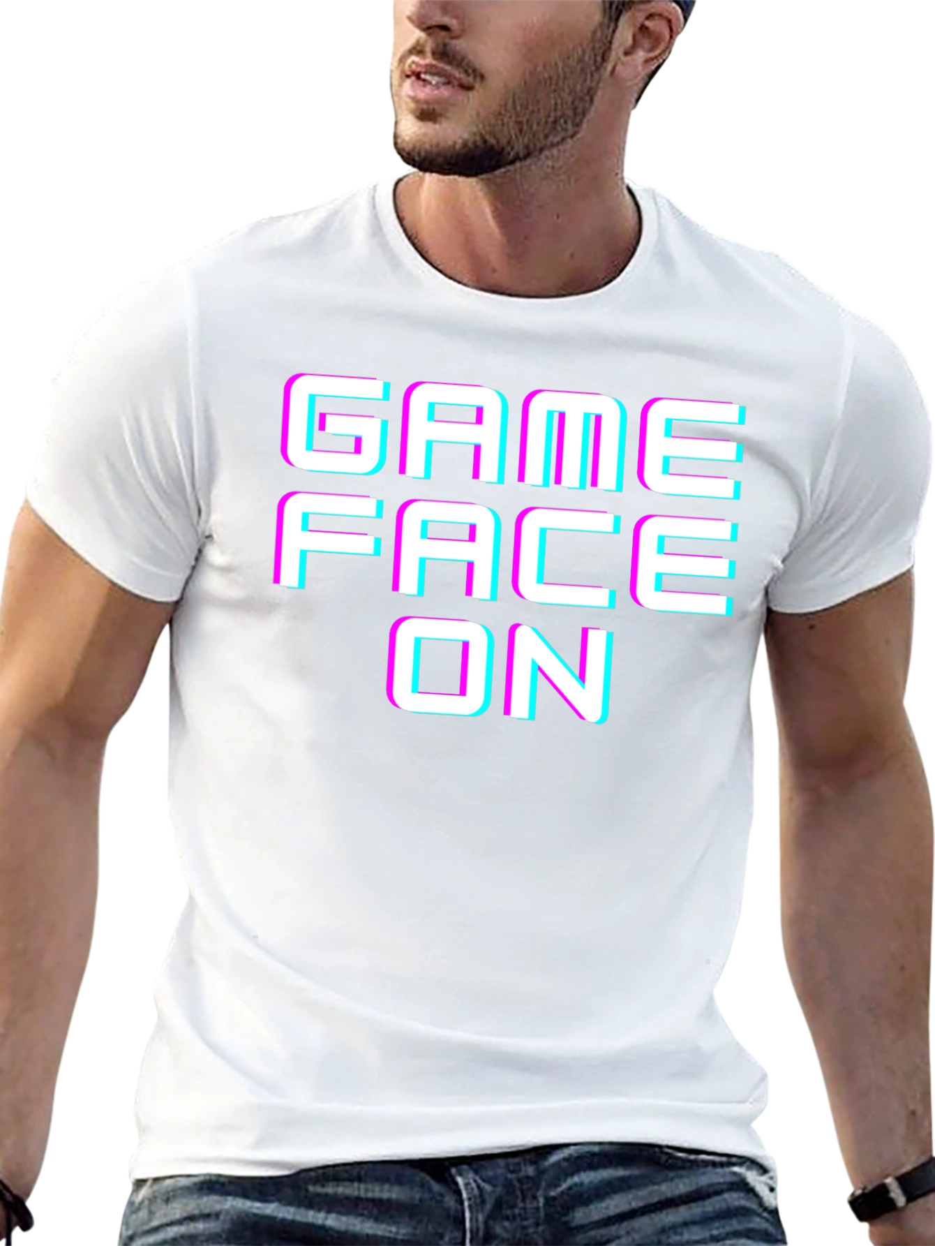 Game Face On Graphic Tee - Black Cotton T-Shirt