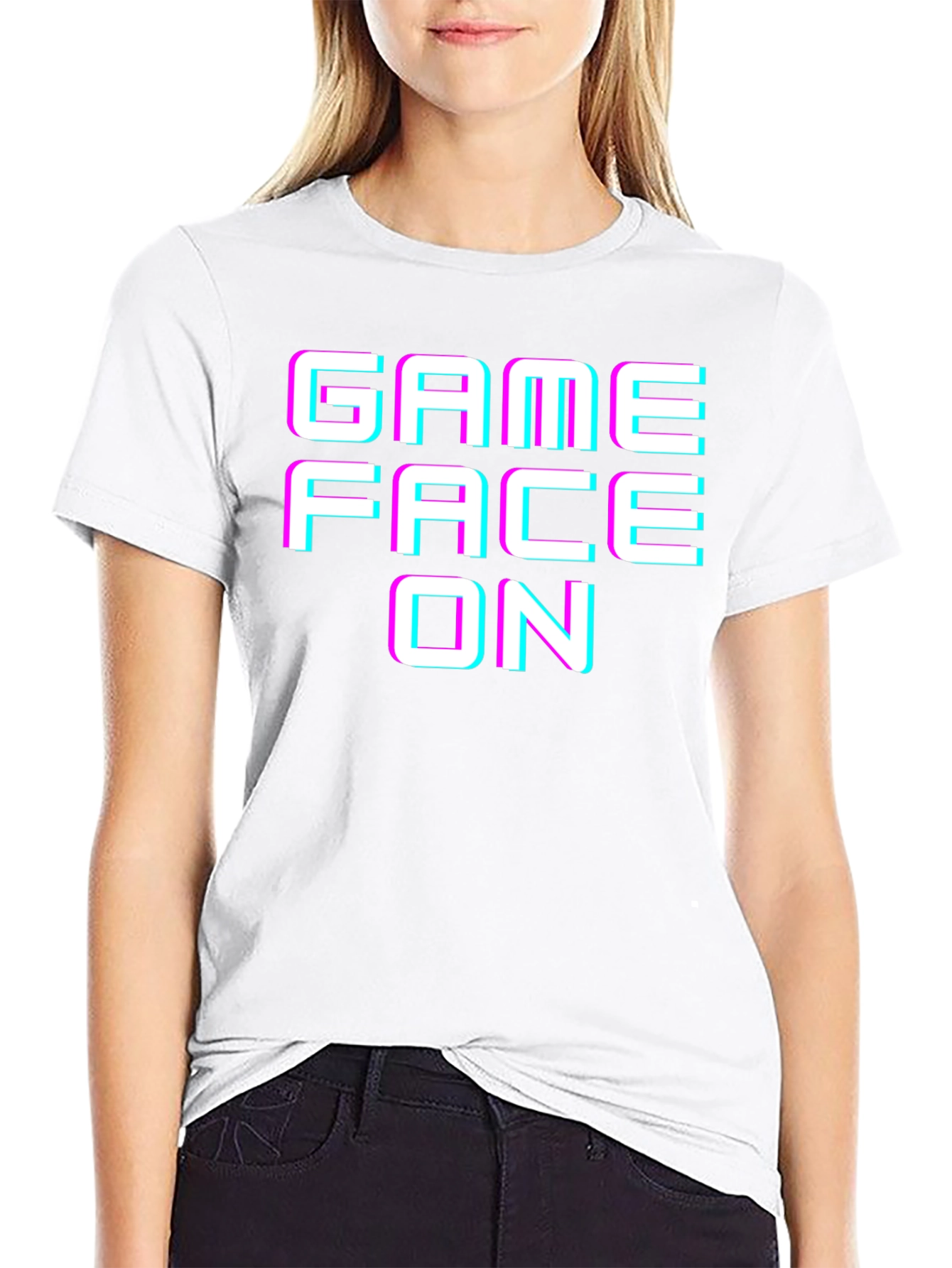 Game Face On Graphic Tee - Black Cotton T-Shirt