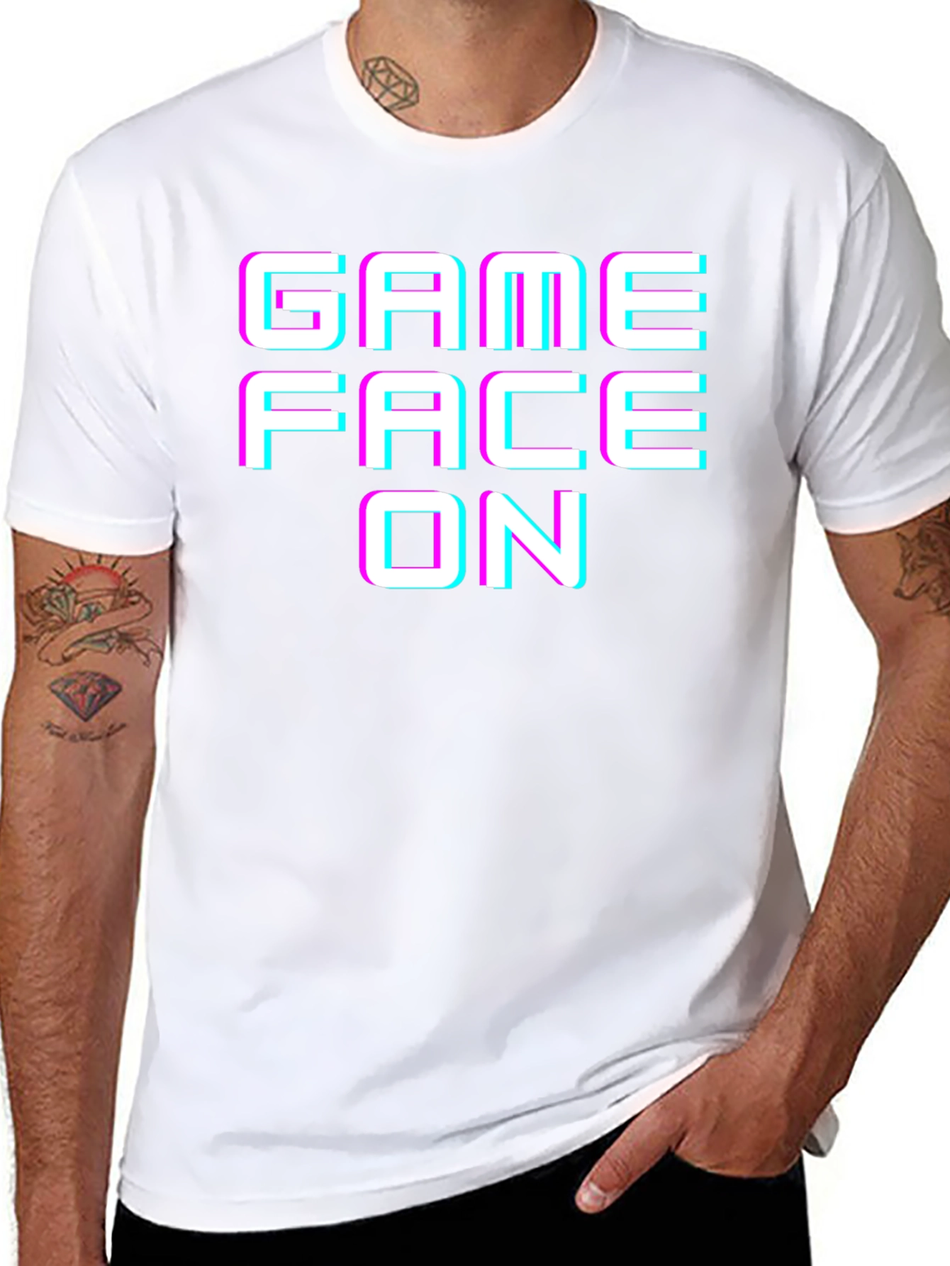 Game Face On Graphic Tee - Black Cotton T-Shirt
