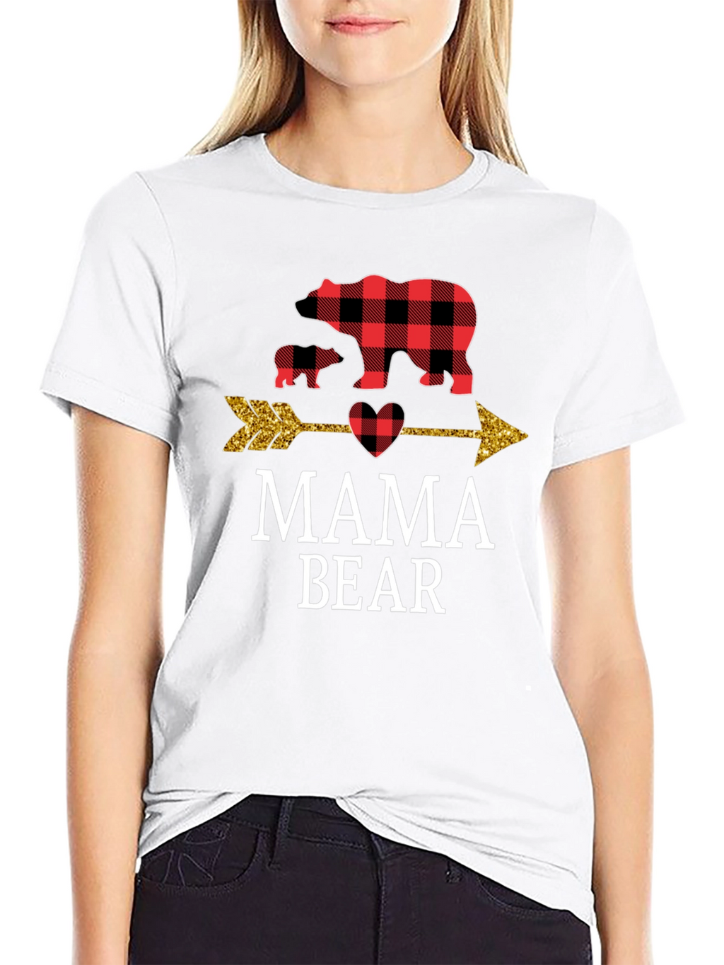 Mama Bear Buffalo Plaid Arrow Graphic Tee
