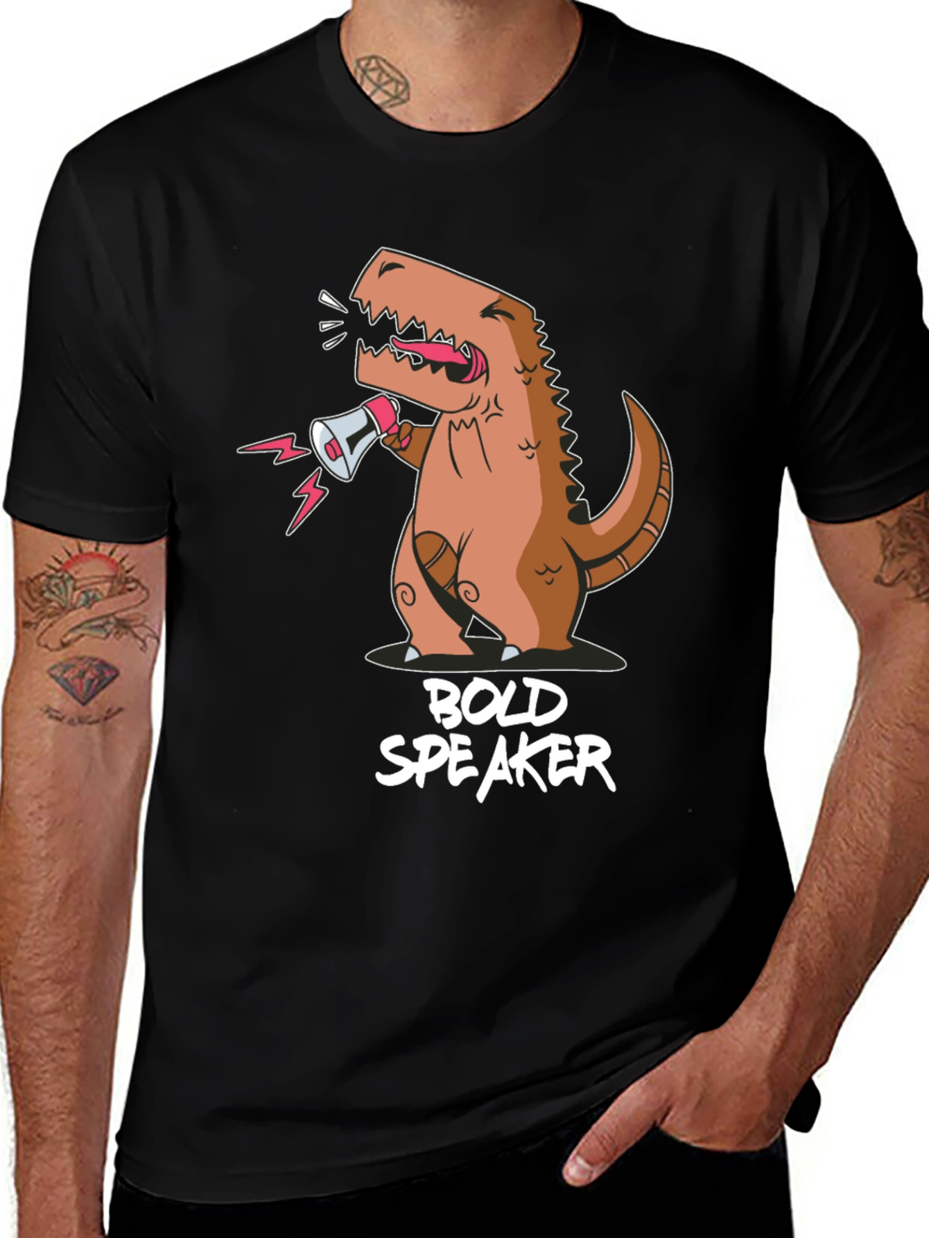 Bold Speaker Dinosaur Graphic T-Shirt