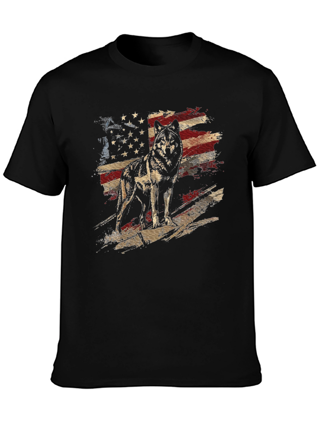 Wolf American Flag Graphic Tee - Patriotic Style