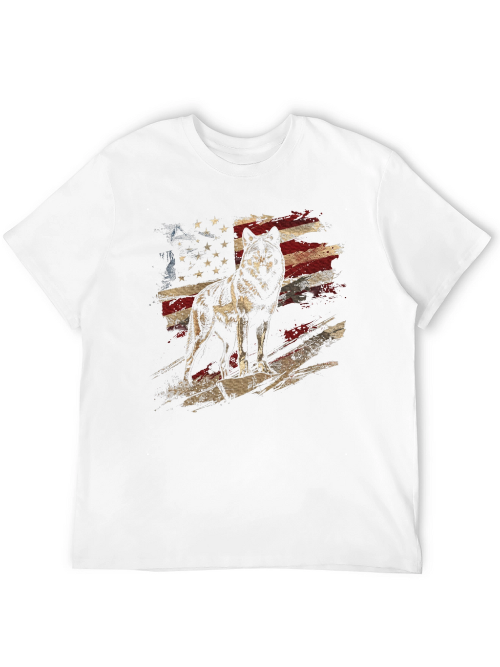 Wolf American Flag Graphic Tee - Patriotic Style