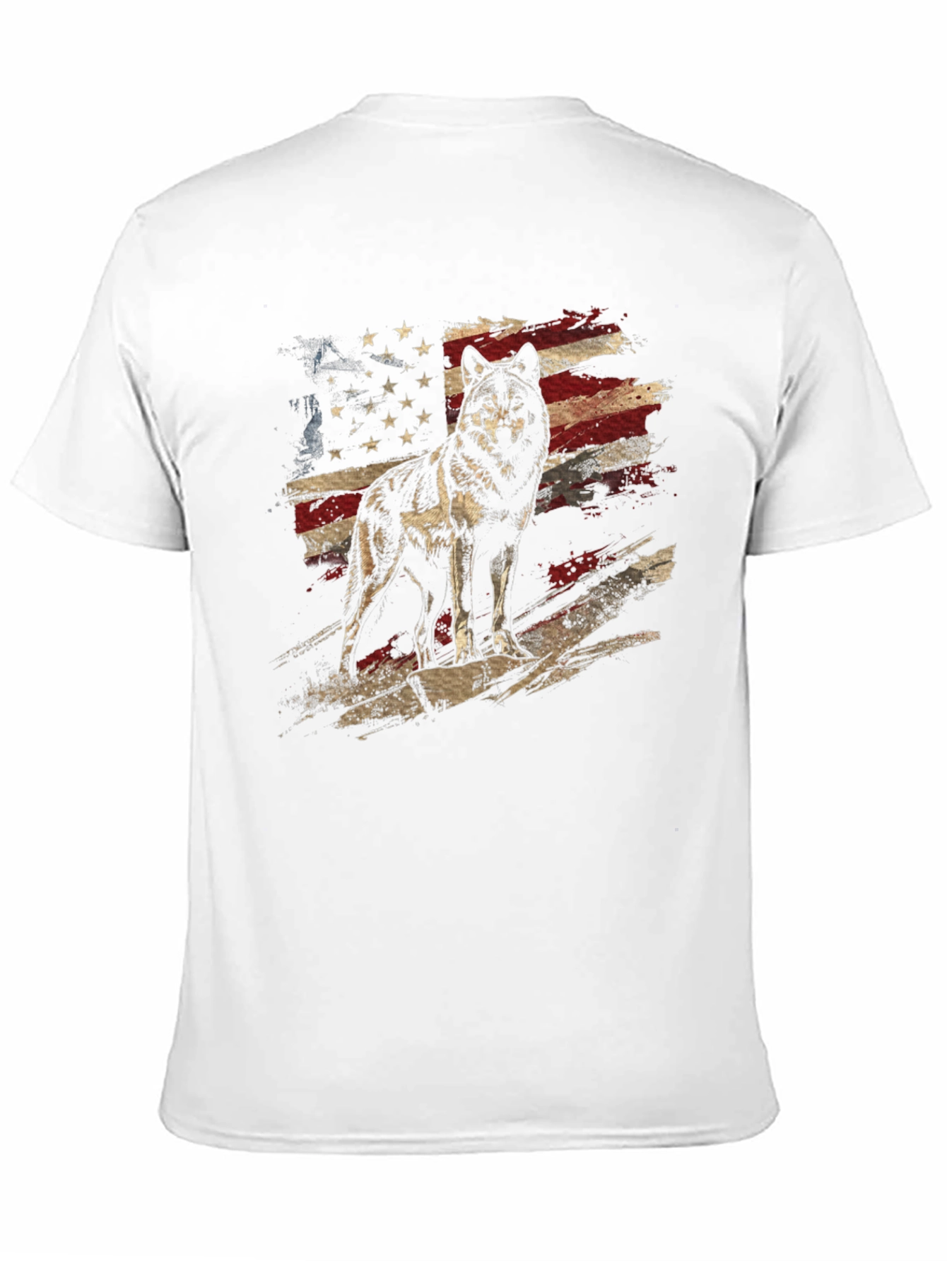 Wolf American Flag Graphic Tee - Patriotic Style