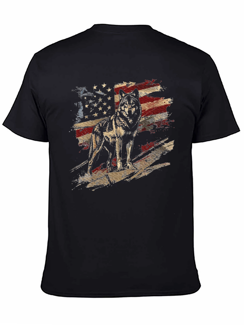Wolf American Flag Graphic Tee - Patriotic Style