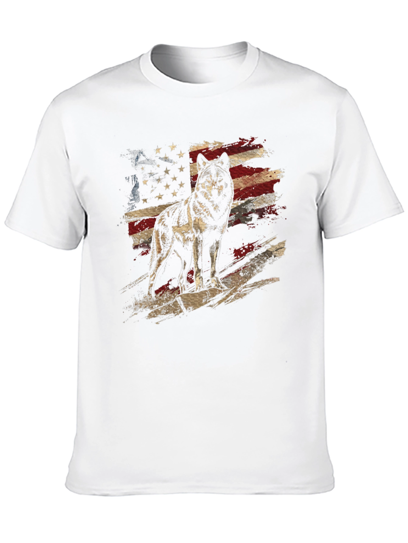 Wolf American Flag Graphic Tee - Patriotic Style