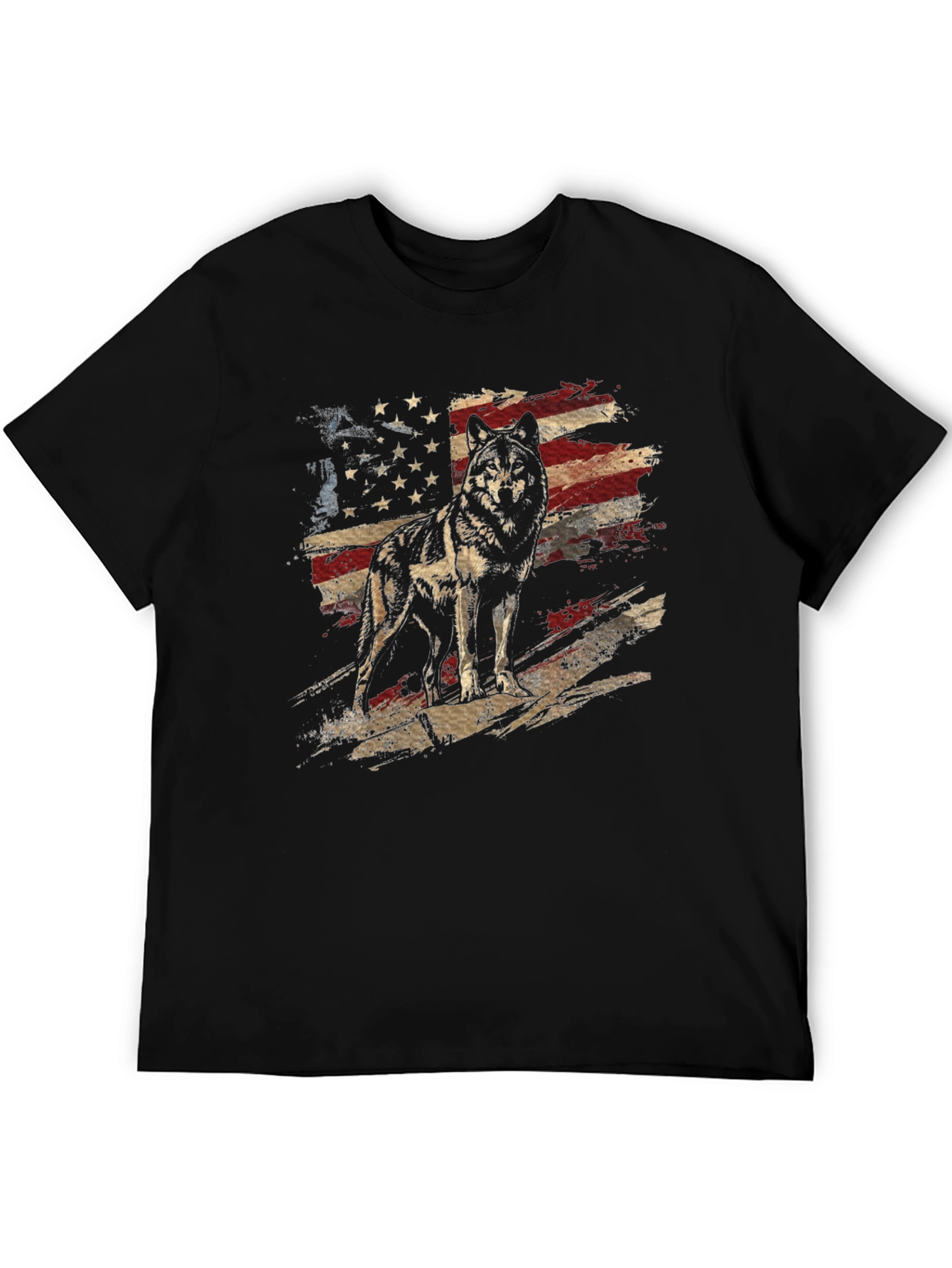 Wolf American Flag Graphic Tee - Patriotic Style