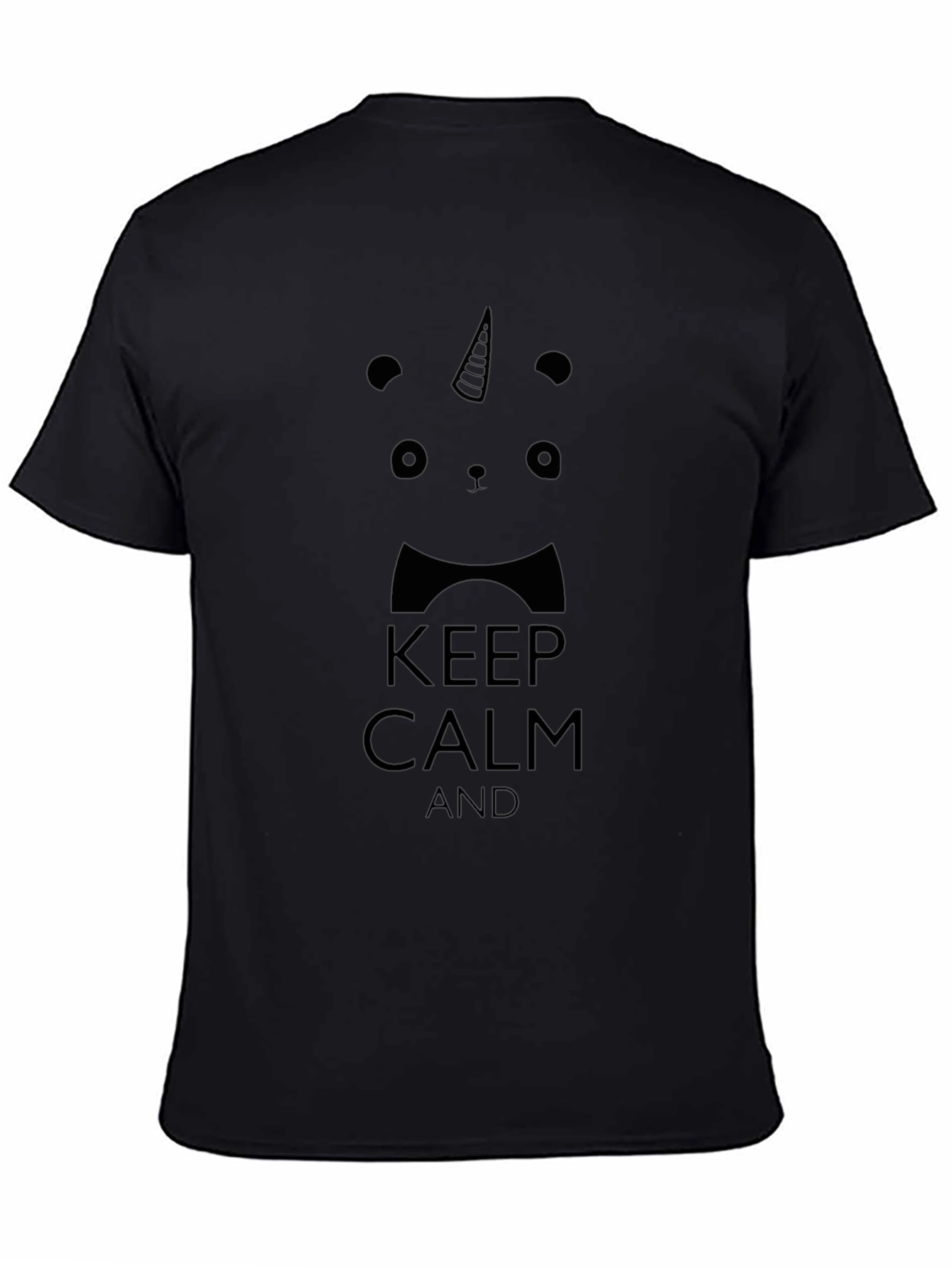 Keep Calm Panda Unicorn Black T-Shirt