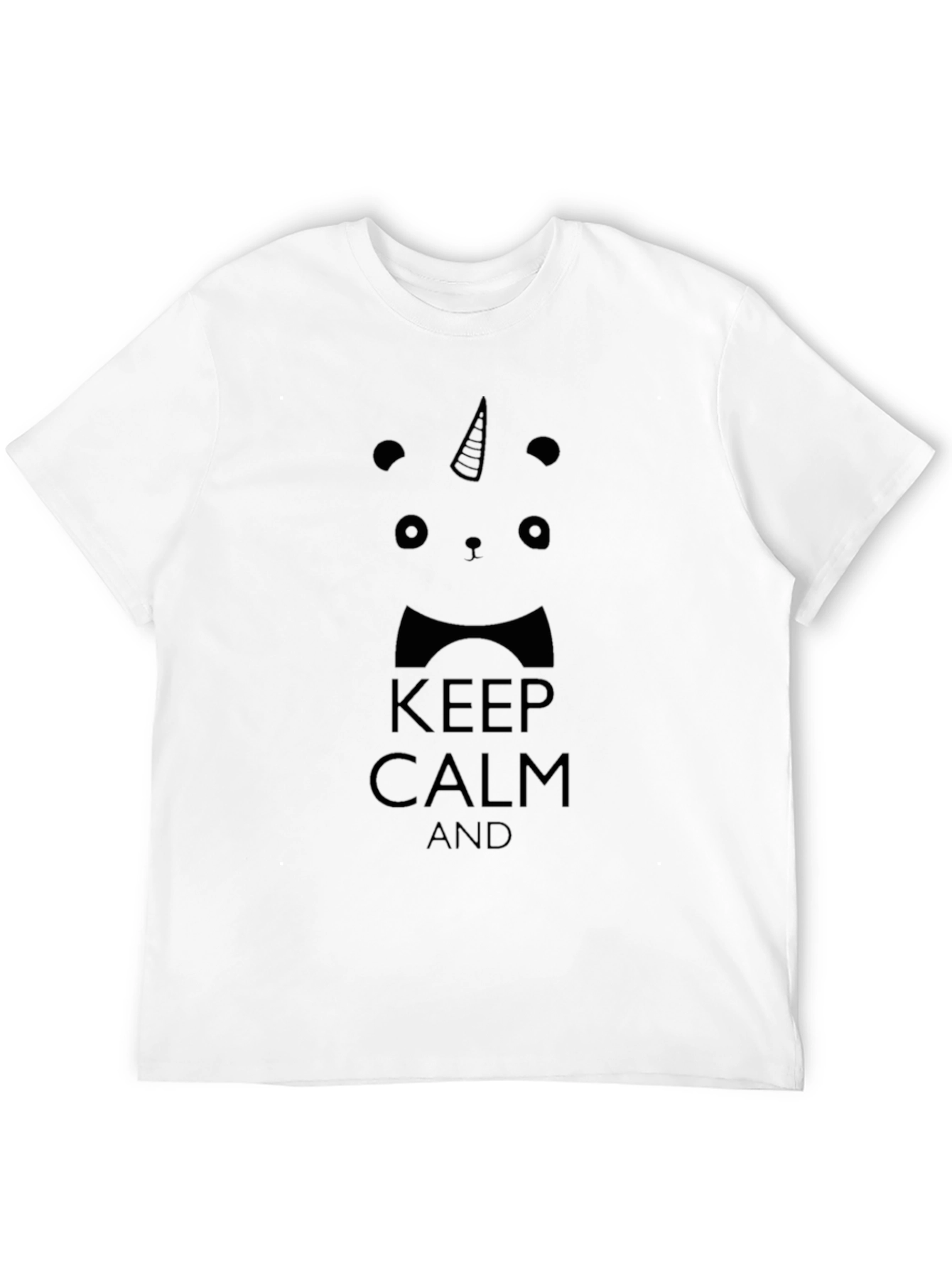 Keep Calm Panda Unicorn Black T-Shirt
