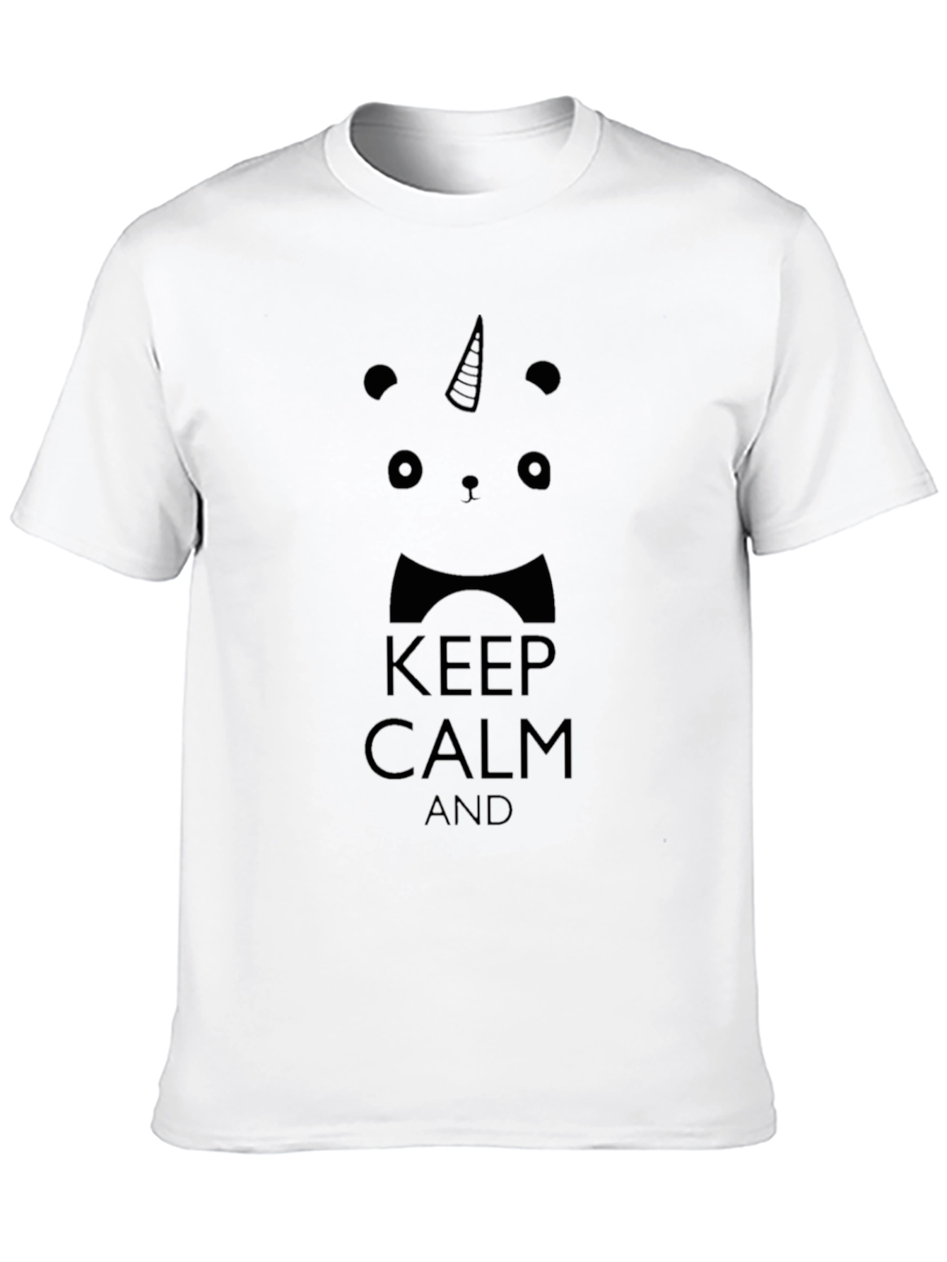 Keep Calm Panda Unicorn Black T-Shirt