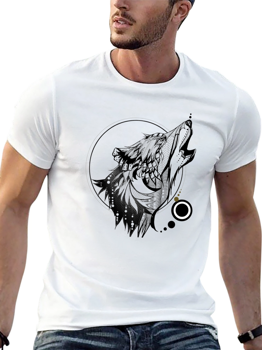 Wolf Graphic Black T-Shirt - Unique Design