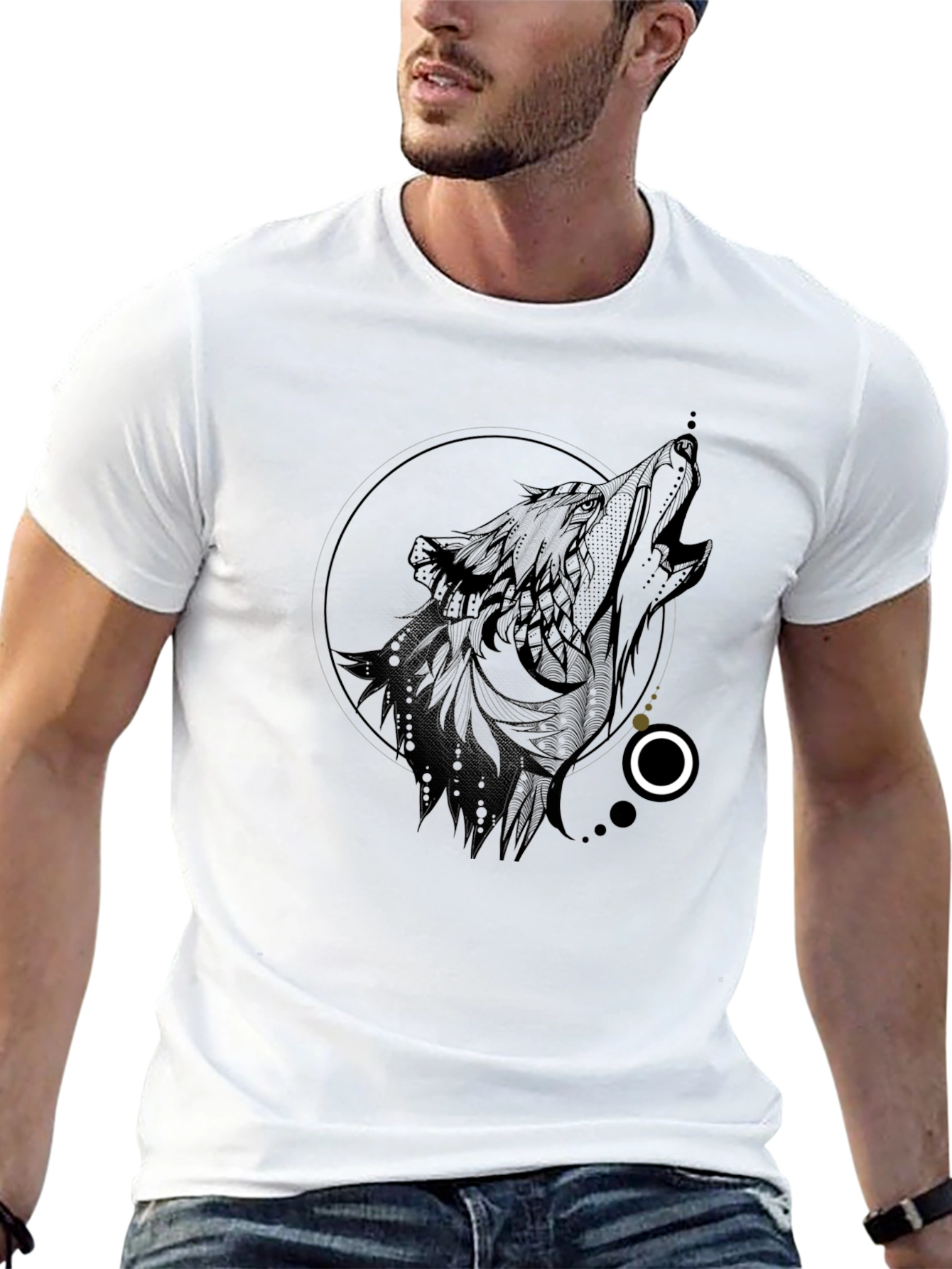 Wolf Graphic Black T-Shirt - Unique Design