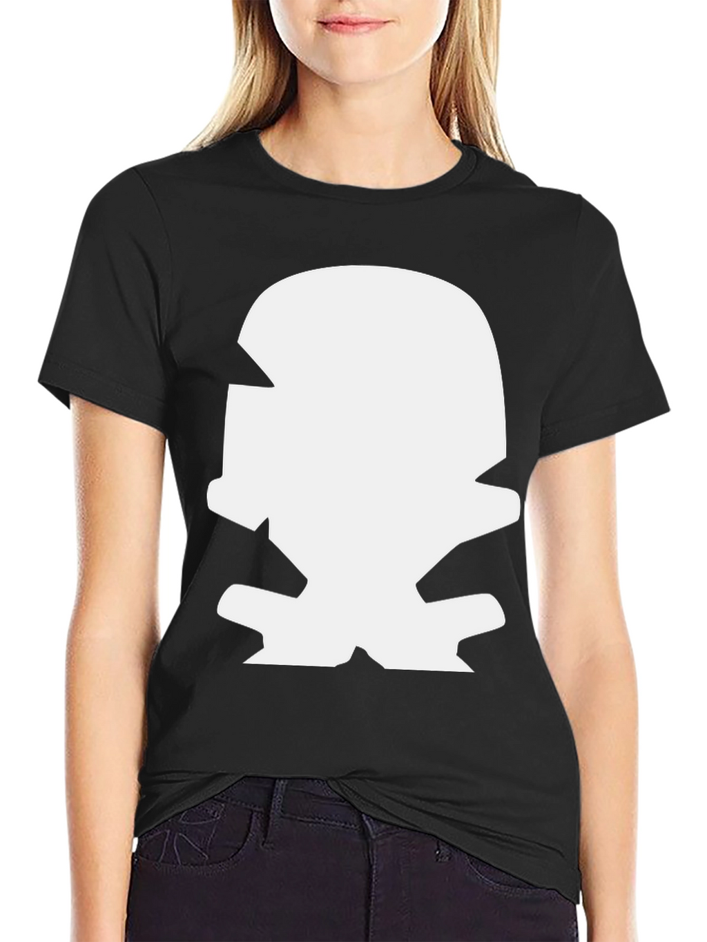 Bold Graphic Tee: White Mascot Design on Black