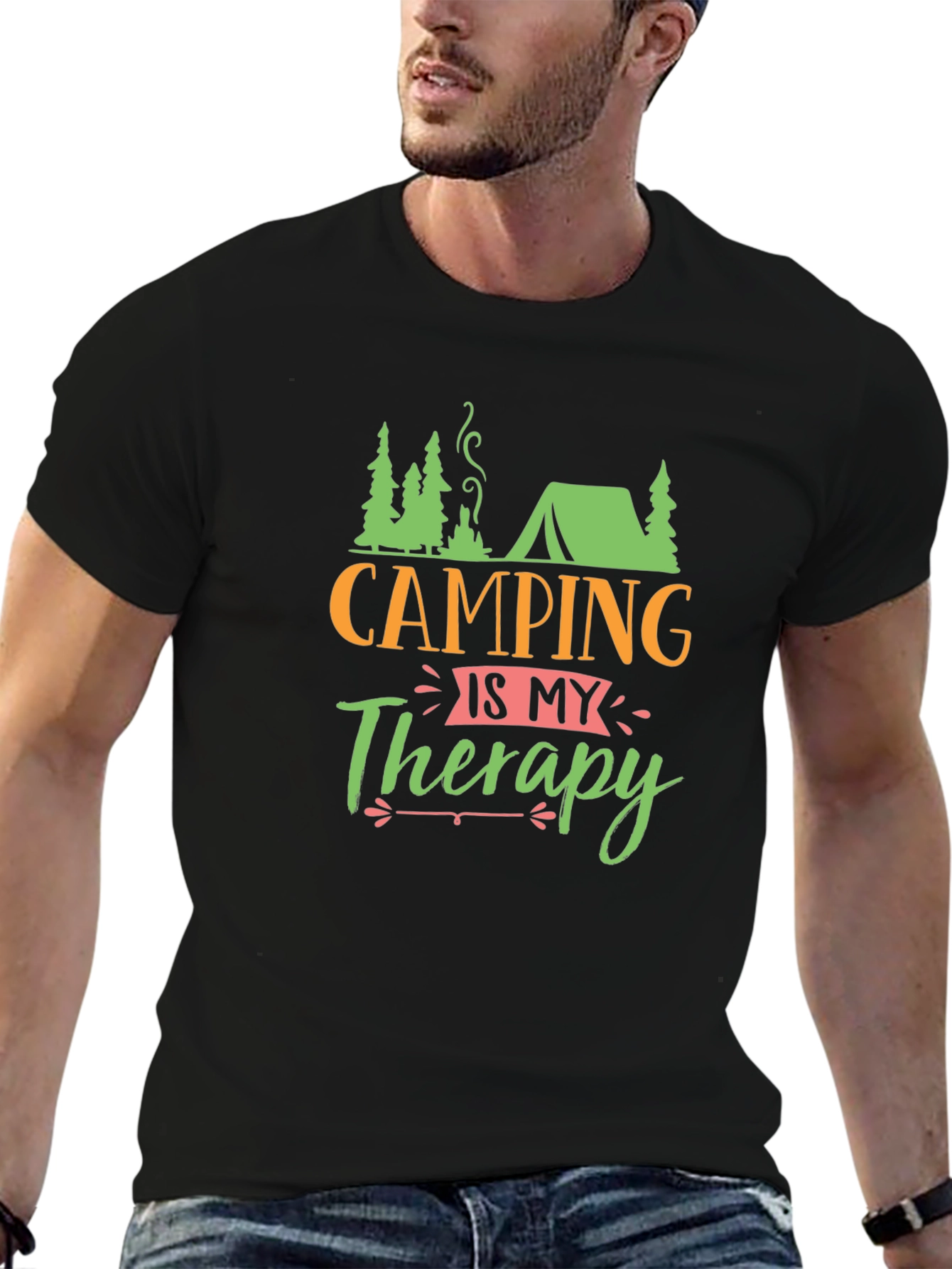 Camping is My Therapy T-Shirt - Black