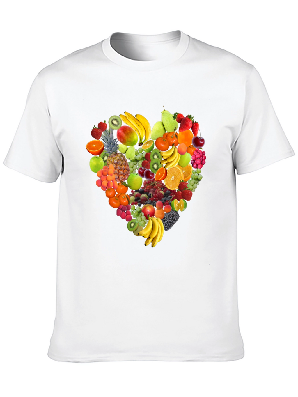 Fruit Heart Graphic Tee - Black Cotton T-Shirt