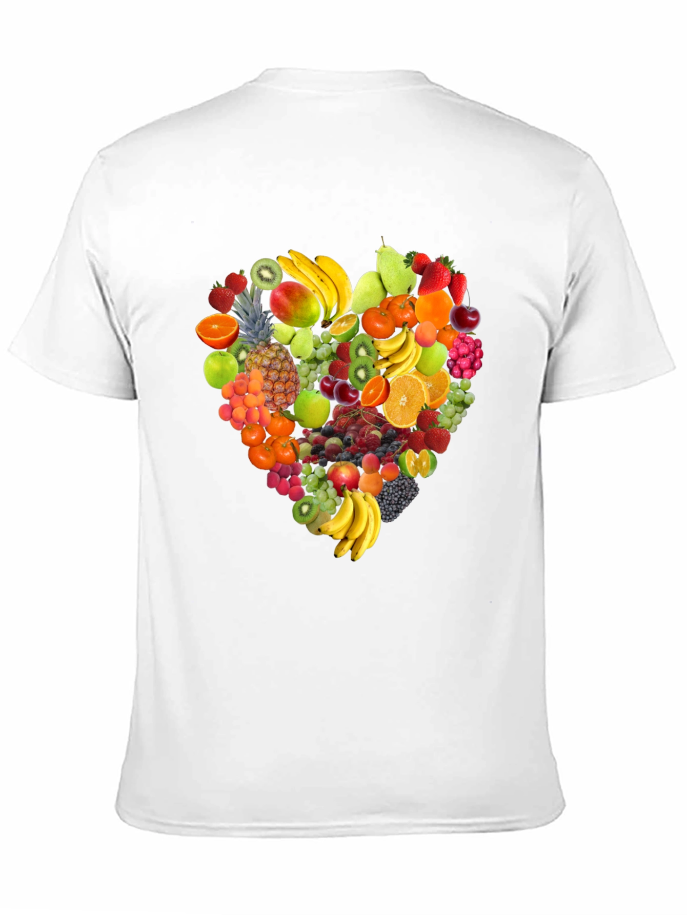 Fruit Heart Graphic Tee - Black Cotton T-Shirt