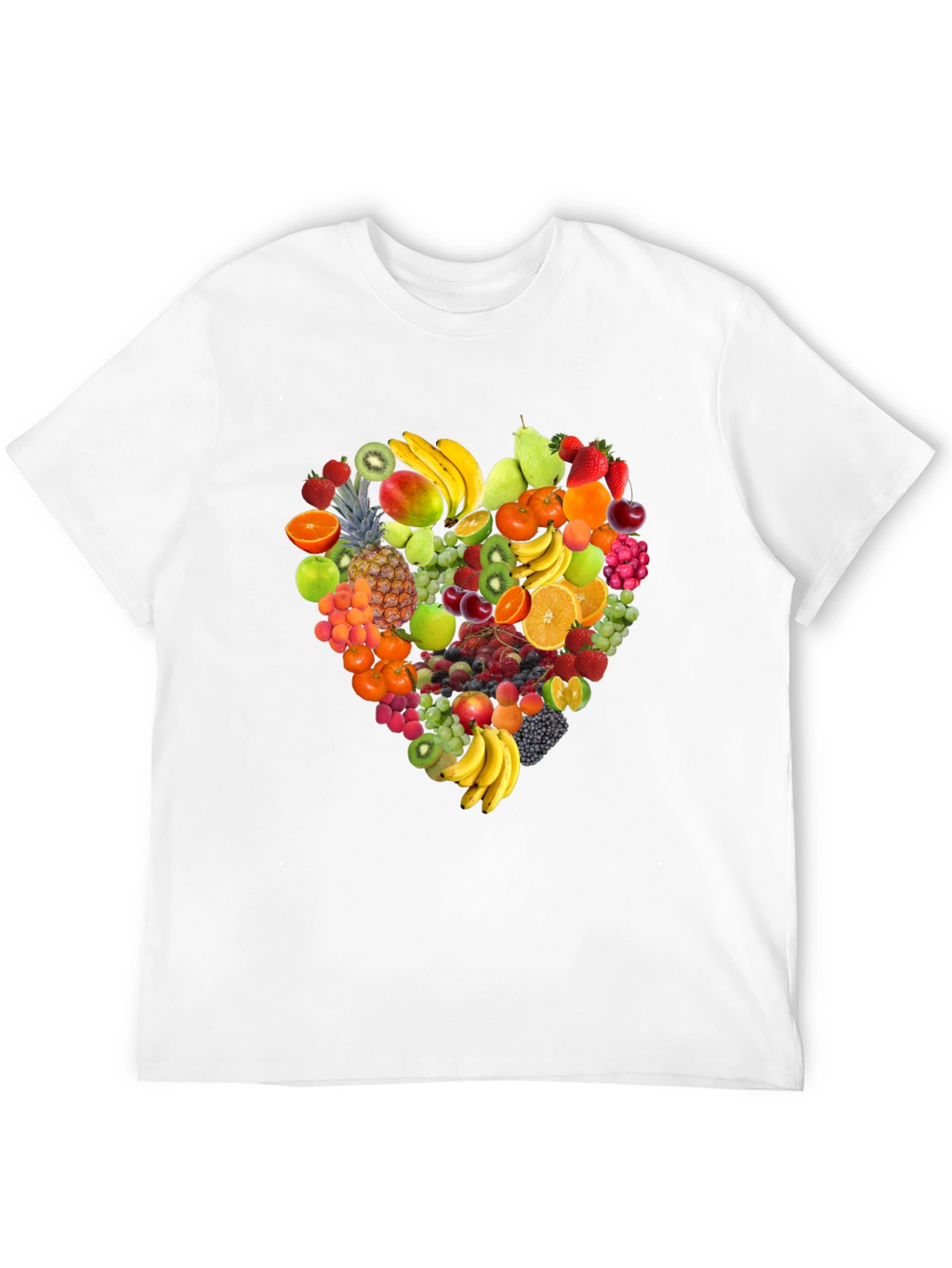 Fruit Heart Graphic Tee - Black Cotton T-Shirt