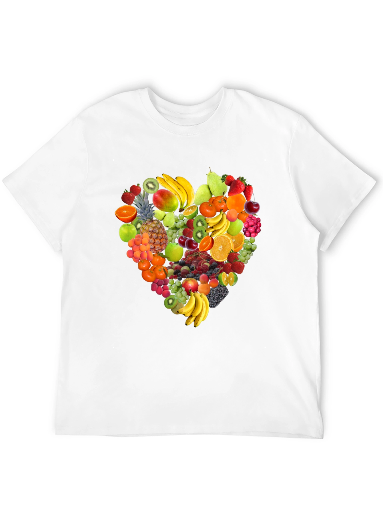 Fruit Heart Graphic Tee - Black Cotton T-Shirt