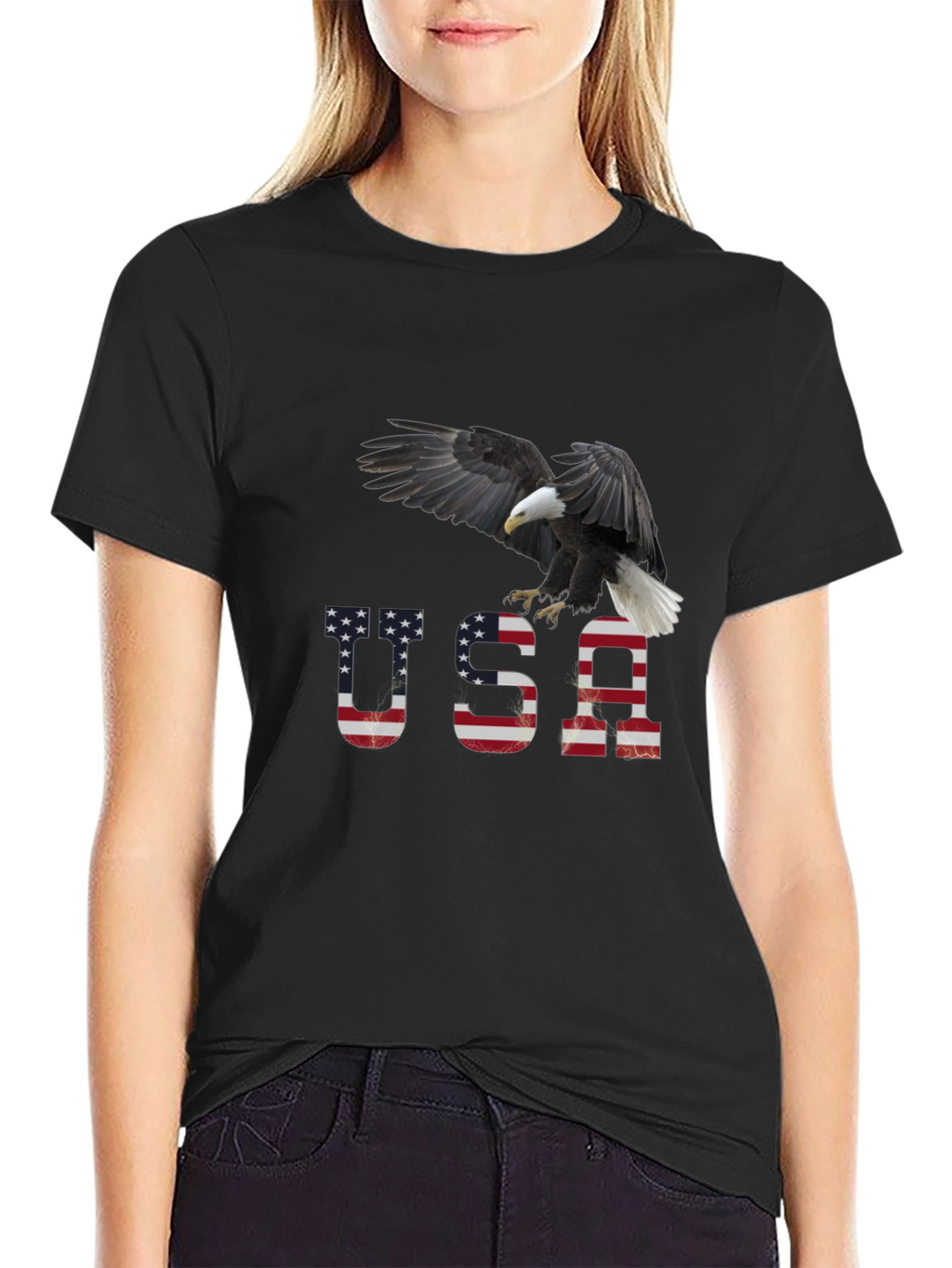 USA Eagle Graphic Print T-Shirt - Patriotic Apparel