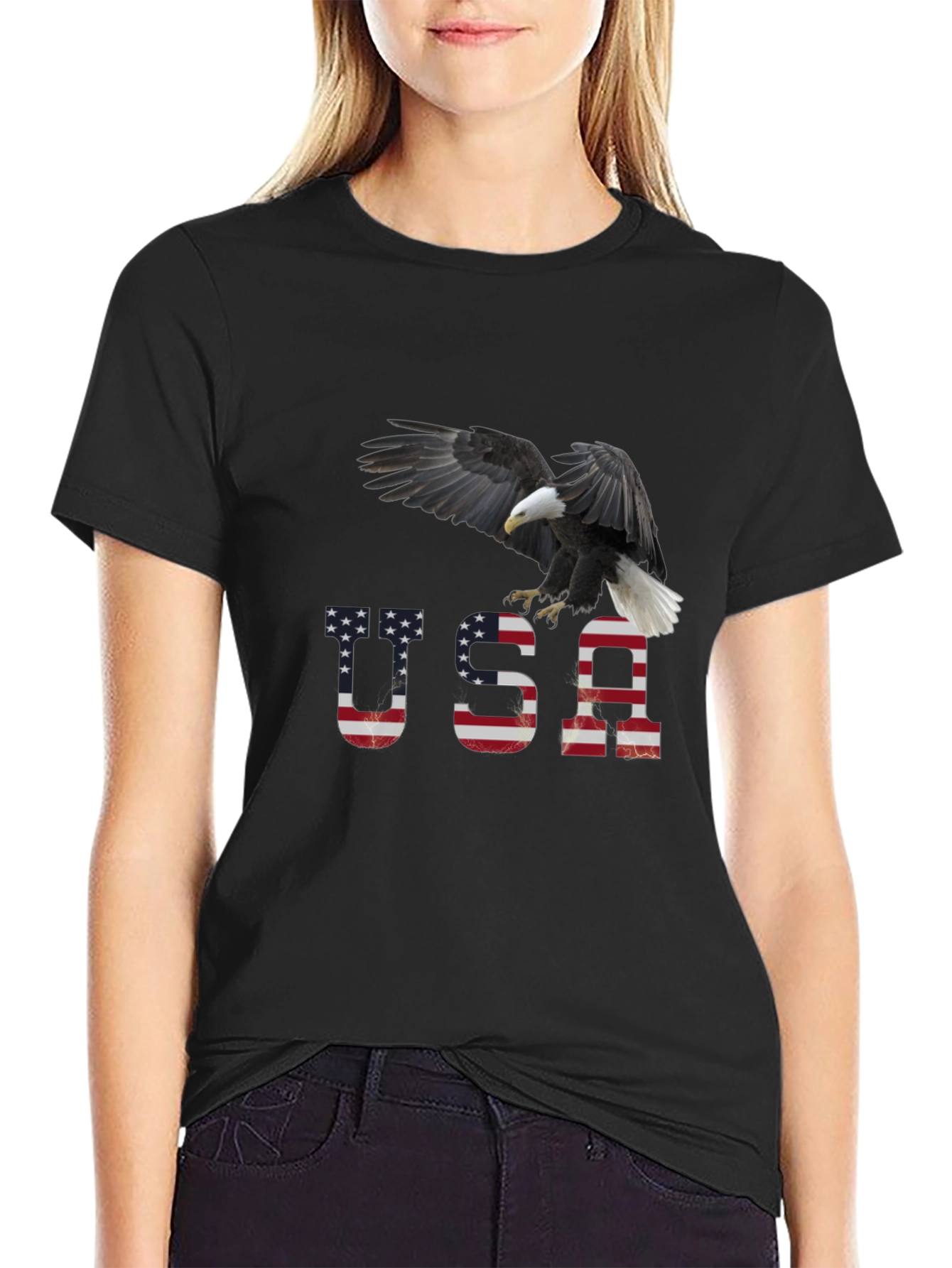 USA Eagle Graphic Print T-Shirt - Patriotic Apparel