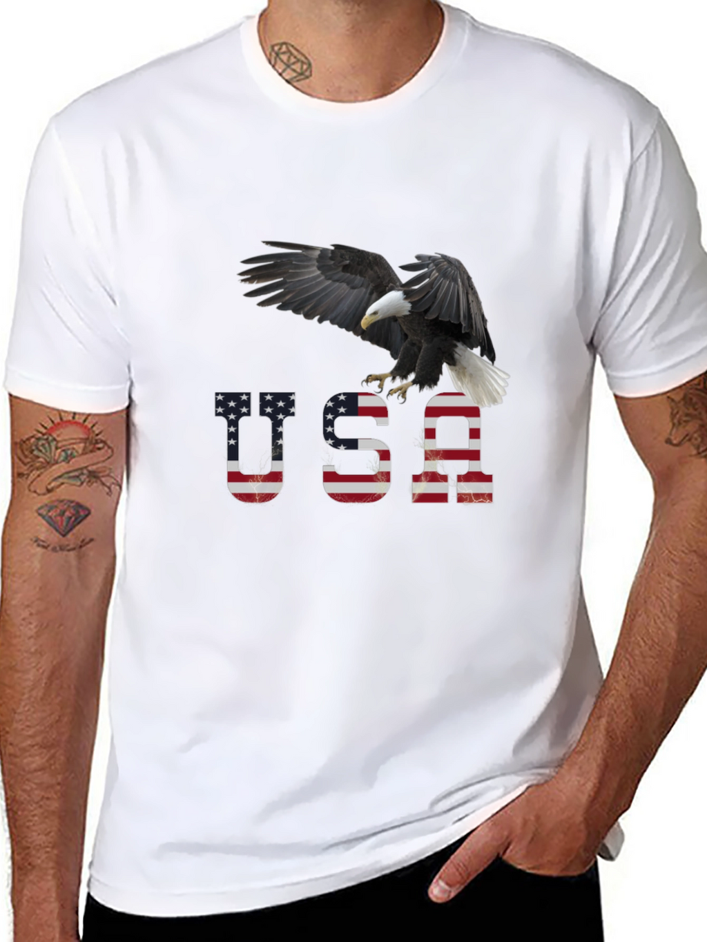 USA Eagle Graphic Print T-Shirt - Patriotic Apparel