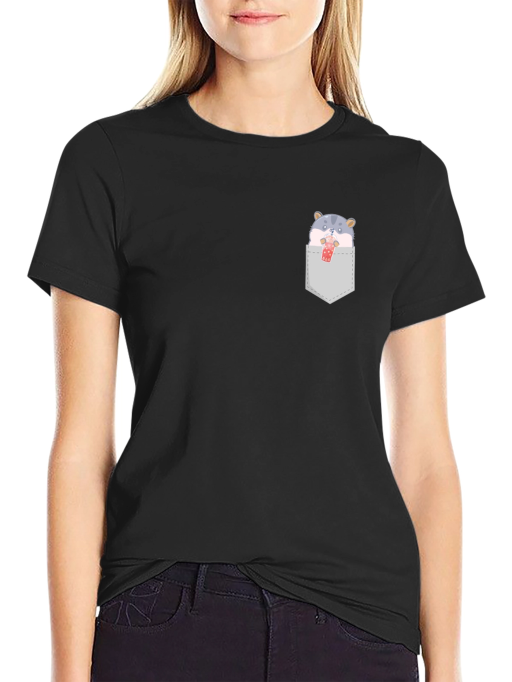 Cute Hamster Boba Pocket T-Shirt