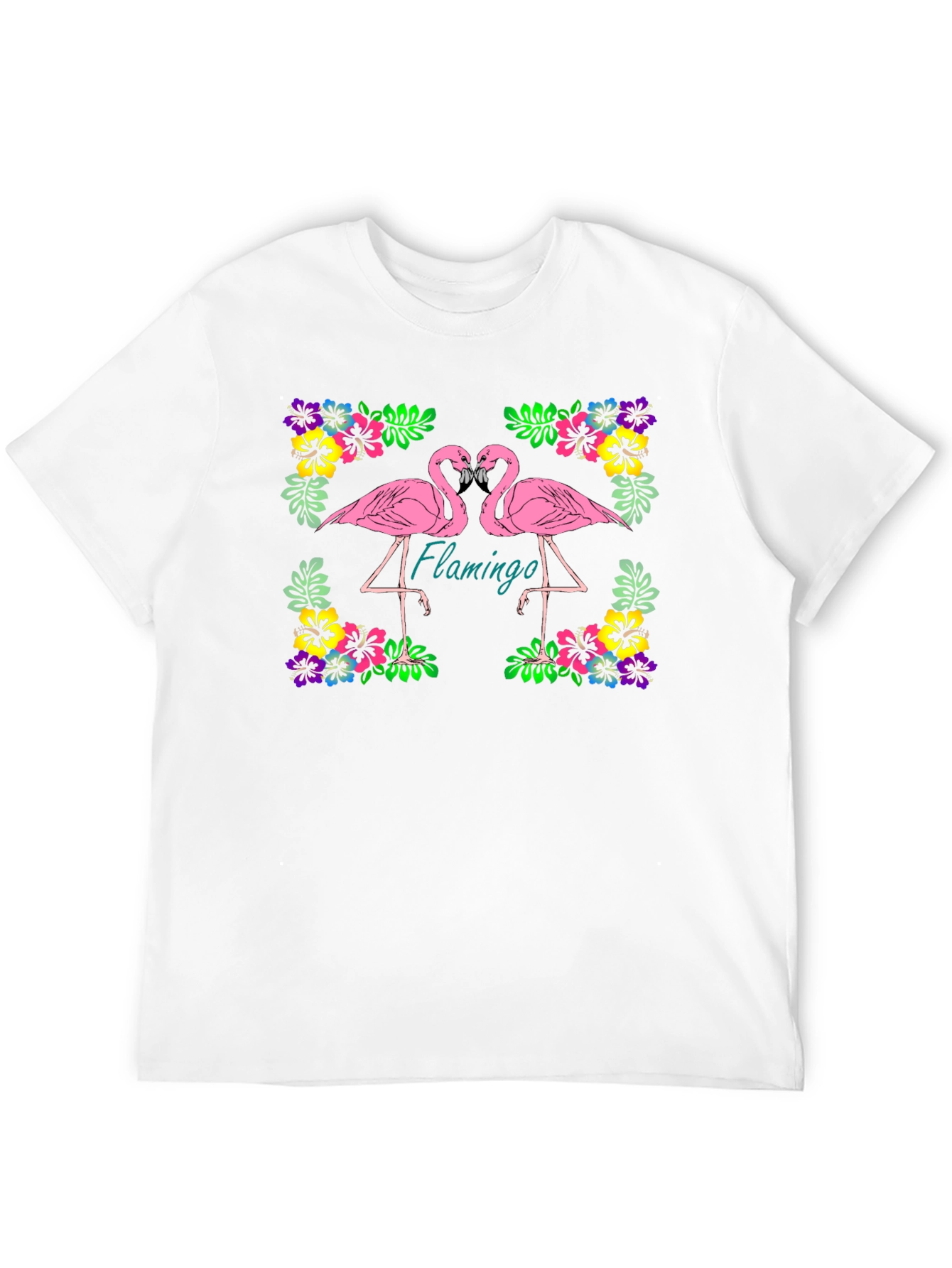 Flamingo Floral Graphic Black T-Shirt