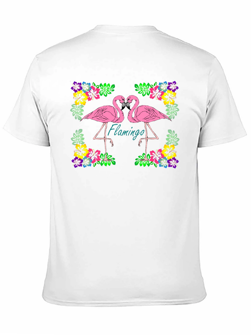 Flamingo Floral Graphic Black T-Shirt