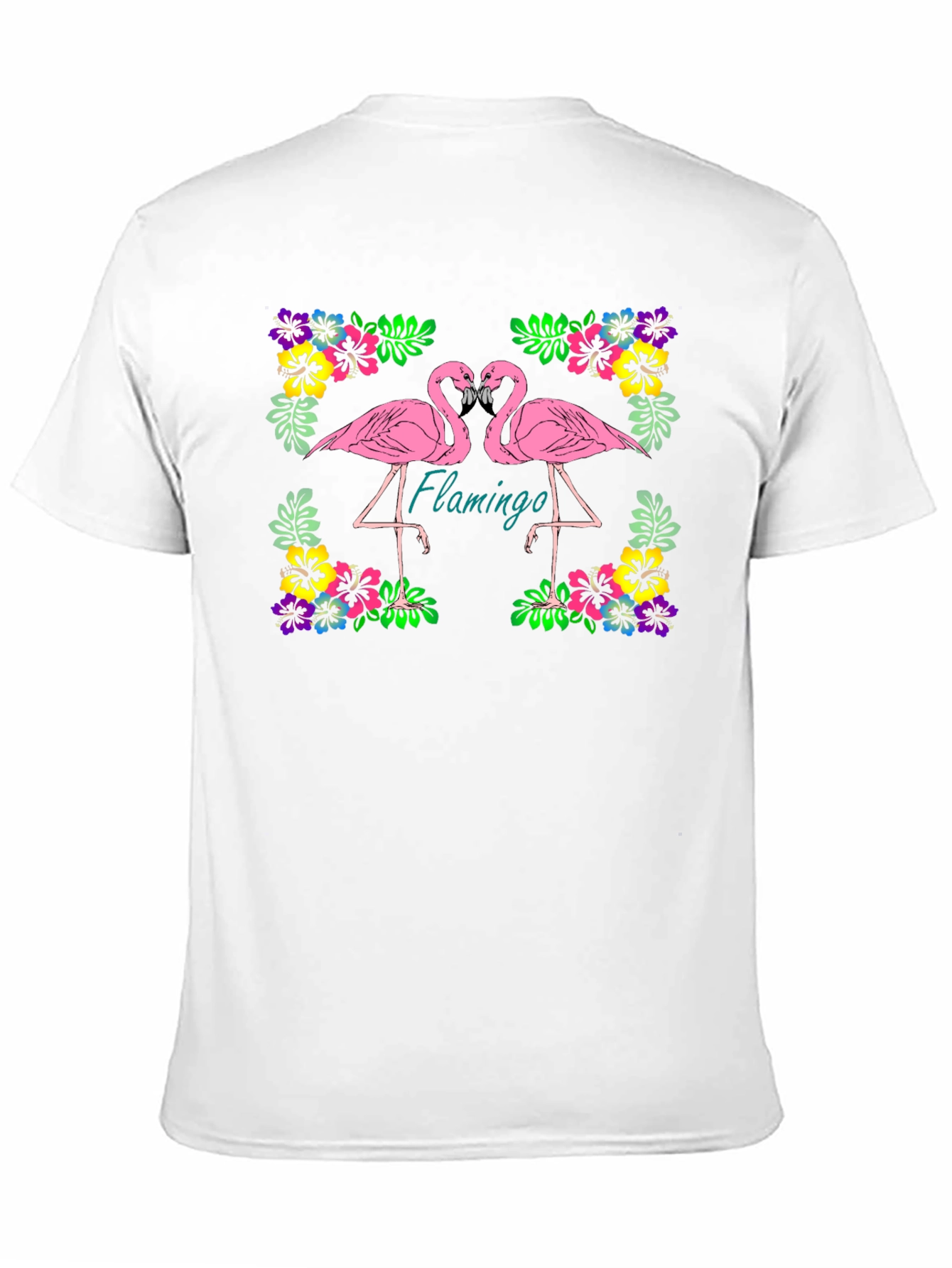 Flamingo Floral Graphic Black T-Shirt