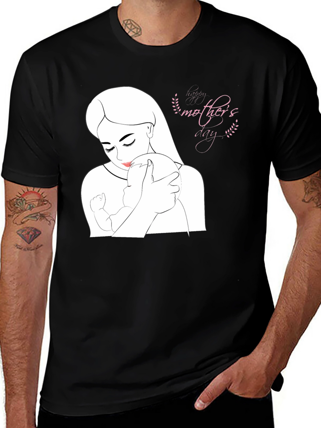 Mothers Day Black T-Shirt - Love & Family Design