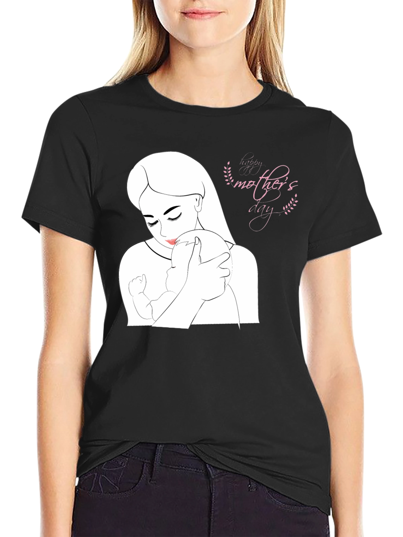 Mothers Day Black T-Shirt - Love & Family Design