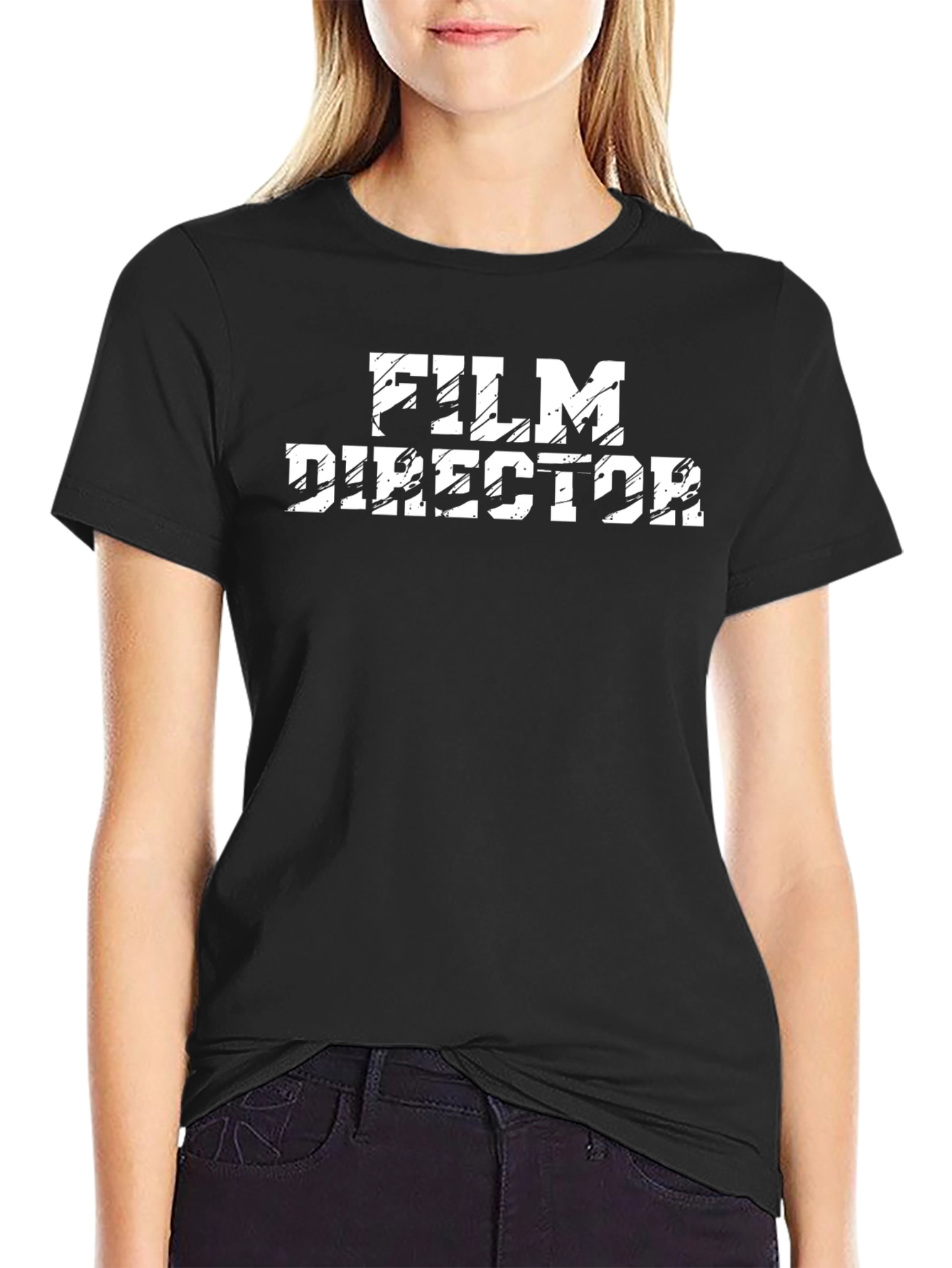 Film Director Graphic Tee - Black Crew Neck T-Shirt