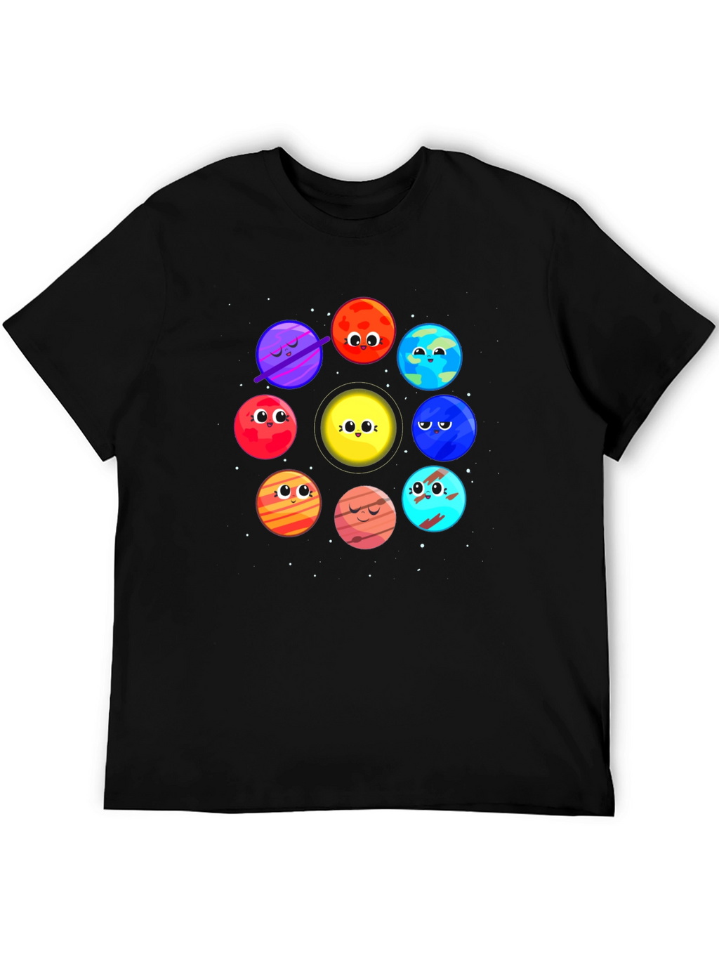 Planet Cartoon Graphic Black T-Shirt