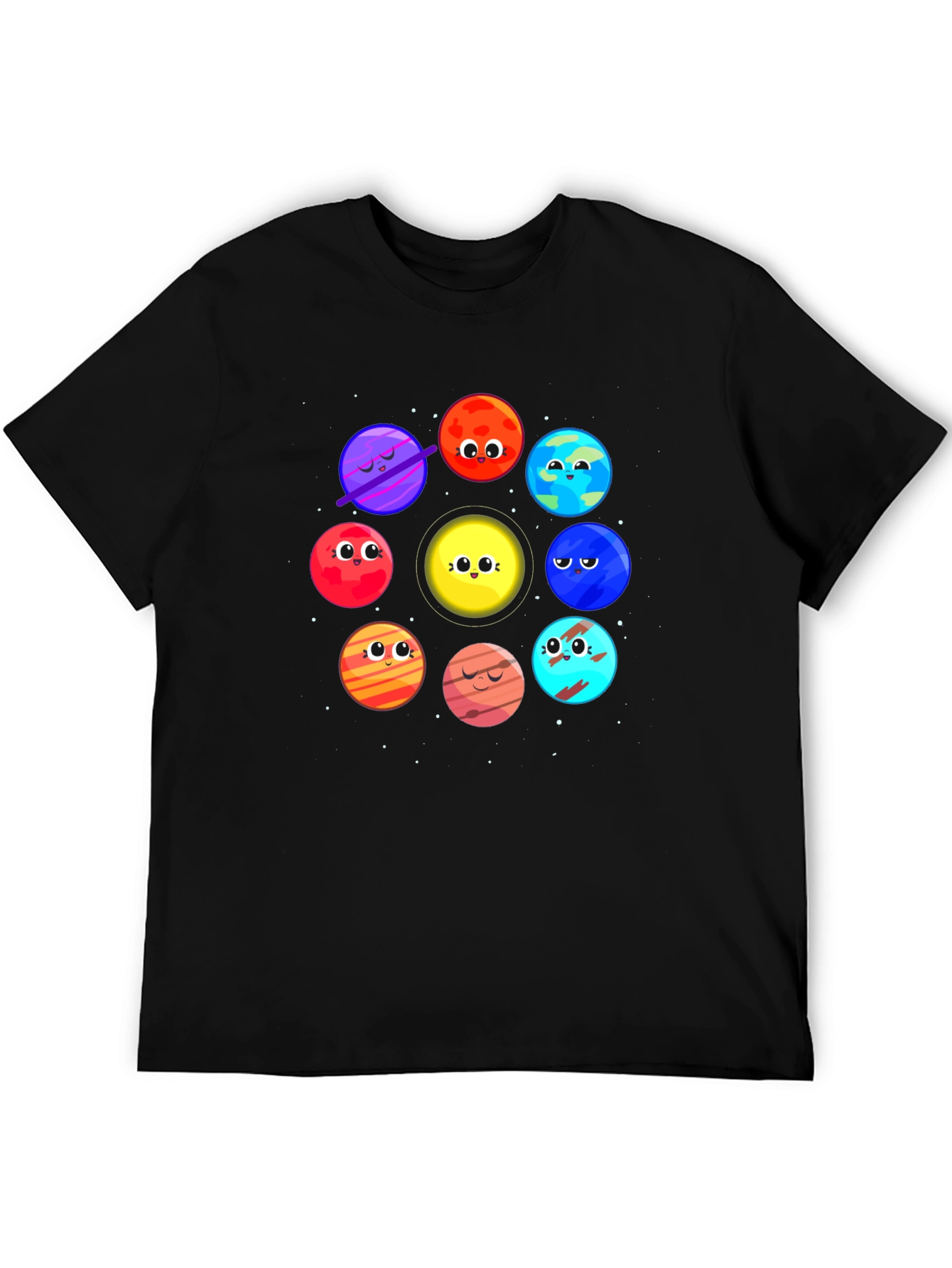 Planet Cartoon Graphic Black T-Shirt