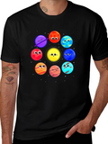 Planet Cartoon Graphic Black T-Shirt