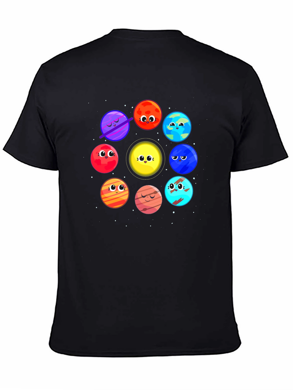 Planet Cartoon Graphic Black T-Shirt