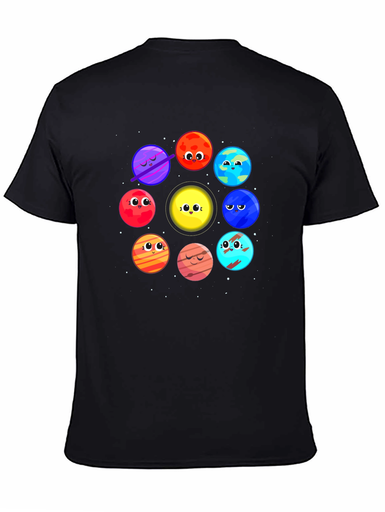 Planet Cartoon Graphic Black T-Shirt