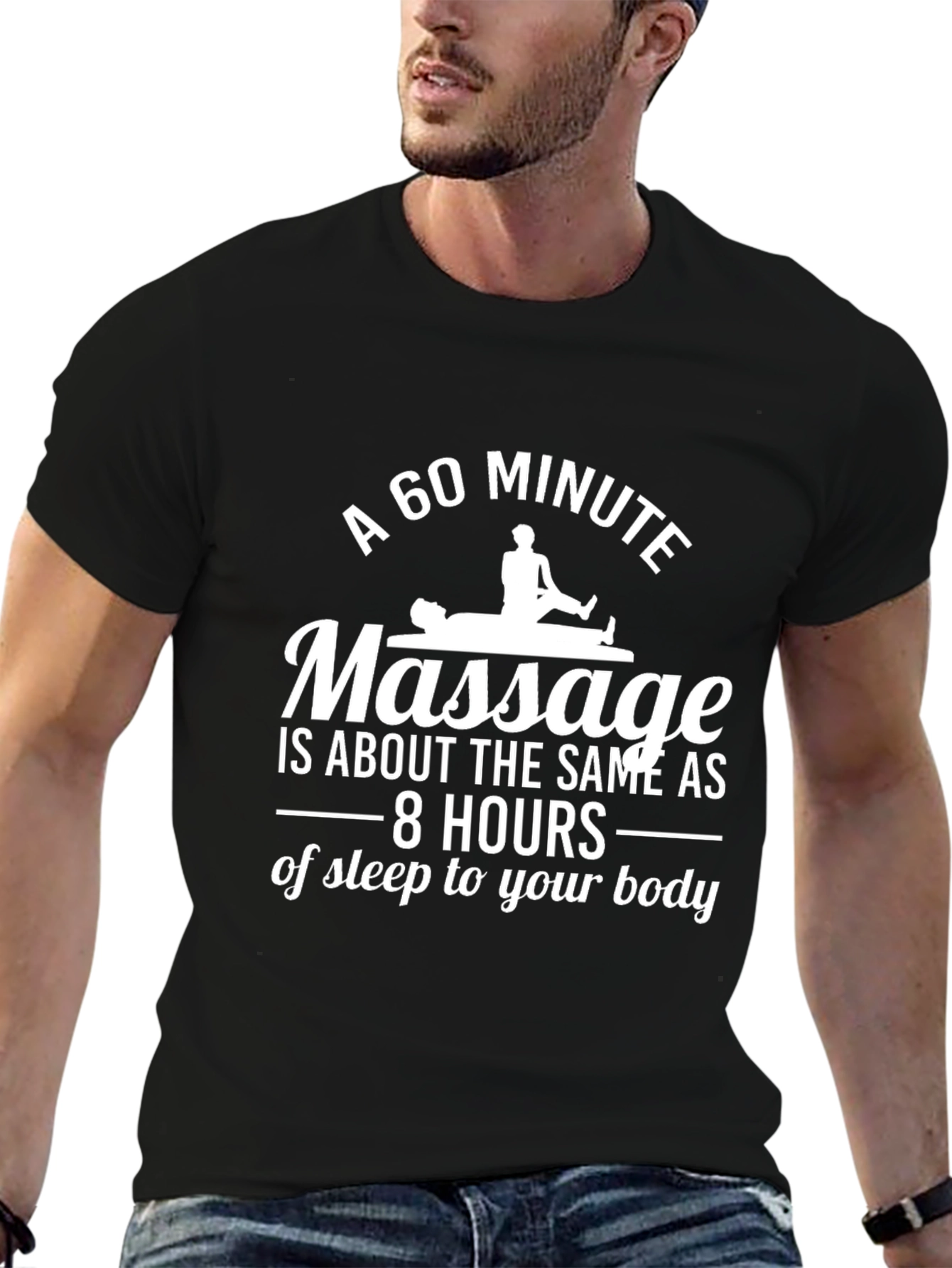 Massage Therapy Black T-Shirt - 60 Minute Relaxation