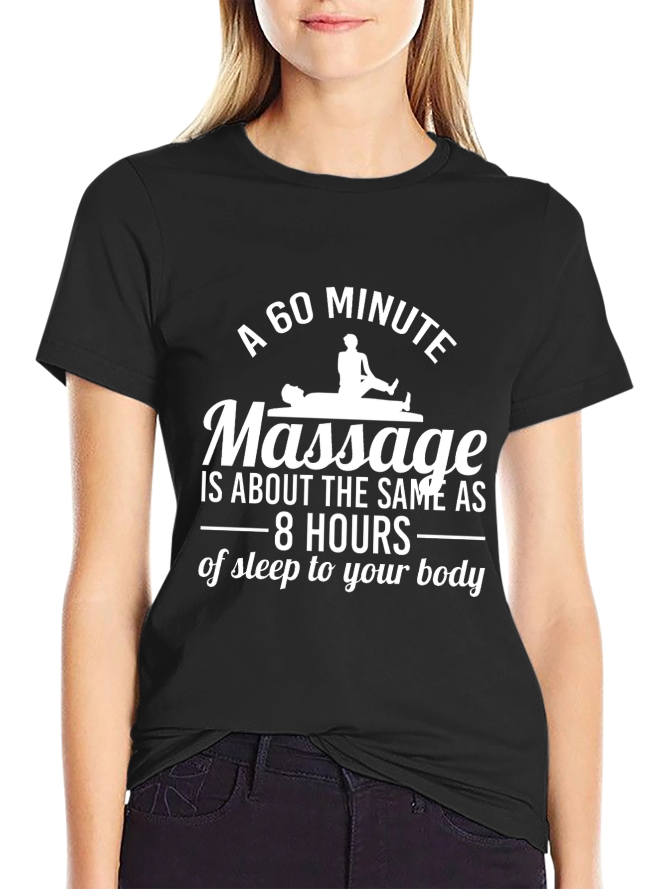 Massage Therapy Black T-Shirt - 60 Minute Relaxation