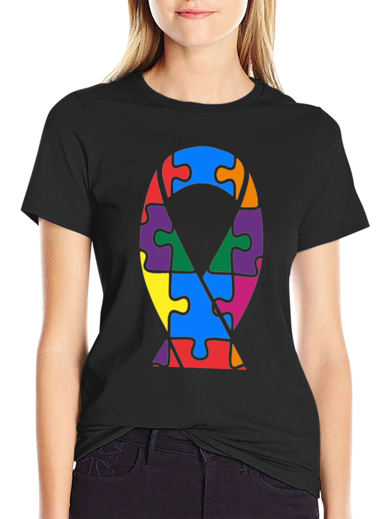 Autism Awareness Puzzle Ribbon T-Shirt